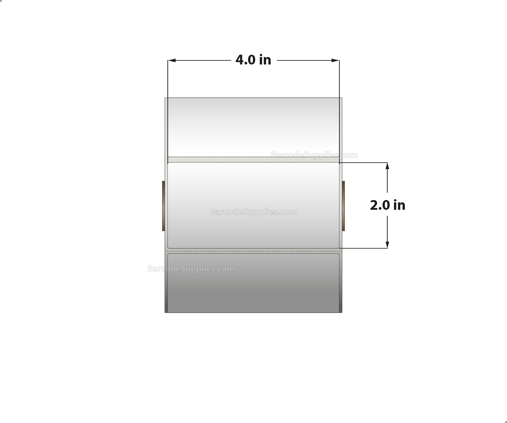 4 x 2 Thermal Transfer White Labels With Permanent Acrylic Adhesive - Perforated - 1250 Labels Per Roll - Carton Of 4 Rolls - 5000 Labels Total - MPN: TH42-15PTT