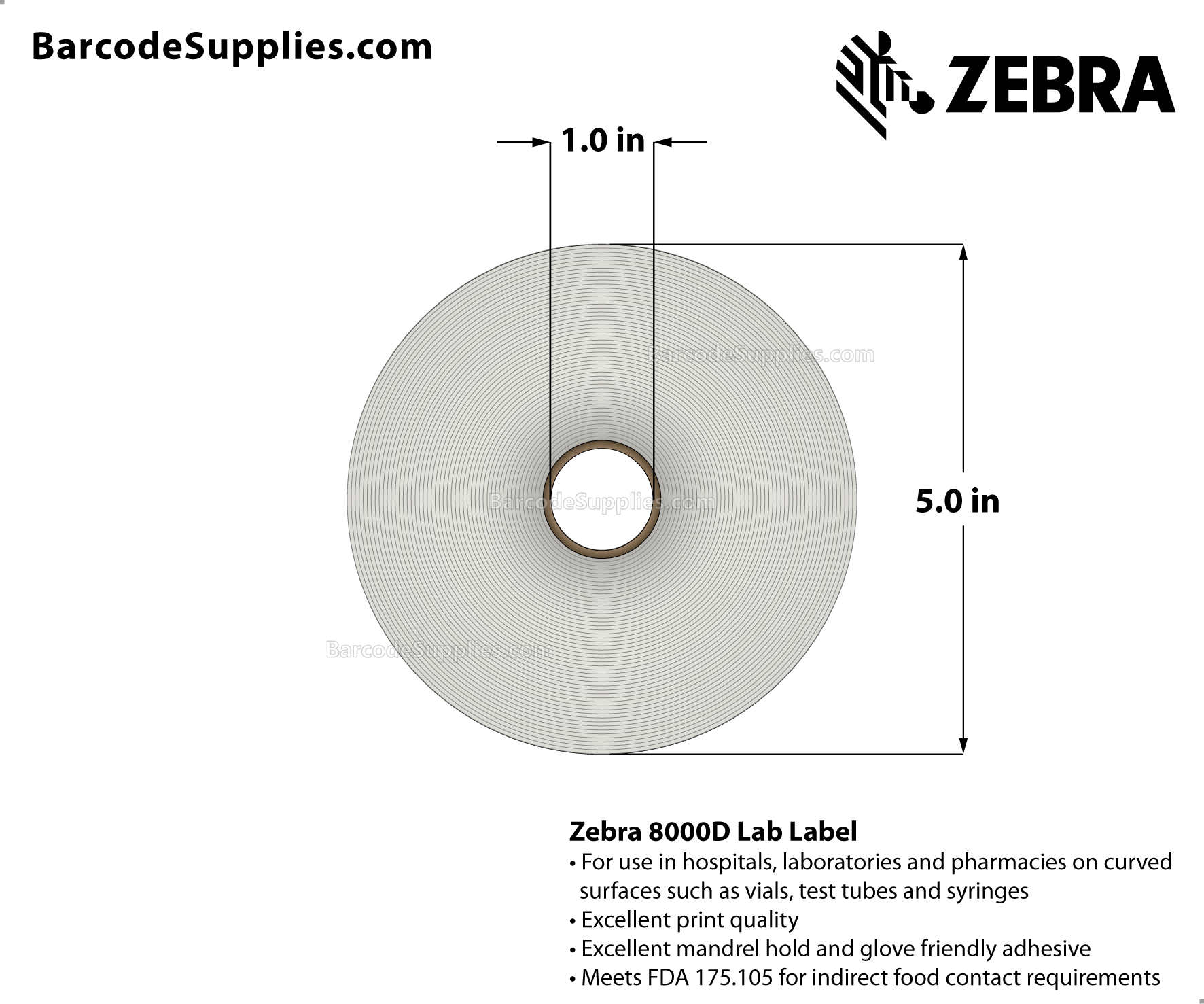 4 x 2.1875 Direct Thermal White 8000D Lab Labels With Permanent Adhesive - Slits through facestock create six labels: (4) 1x0.9375 labels and (2) 2x1.25 labels - Perforated - 1000 Labels Per Roll - Carton Of 2 Rolls - 2000 Labels Total - MPN: 10026376