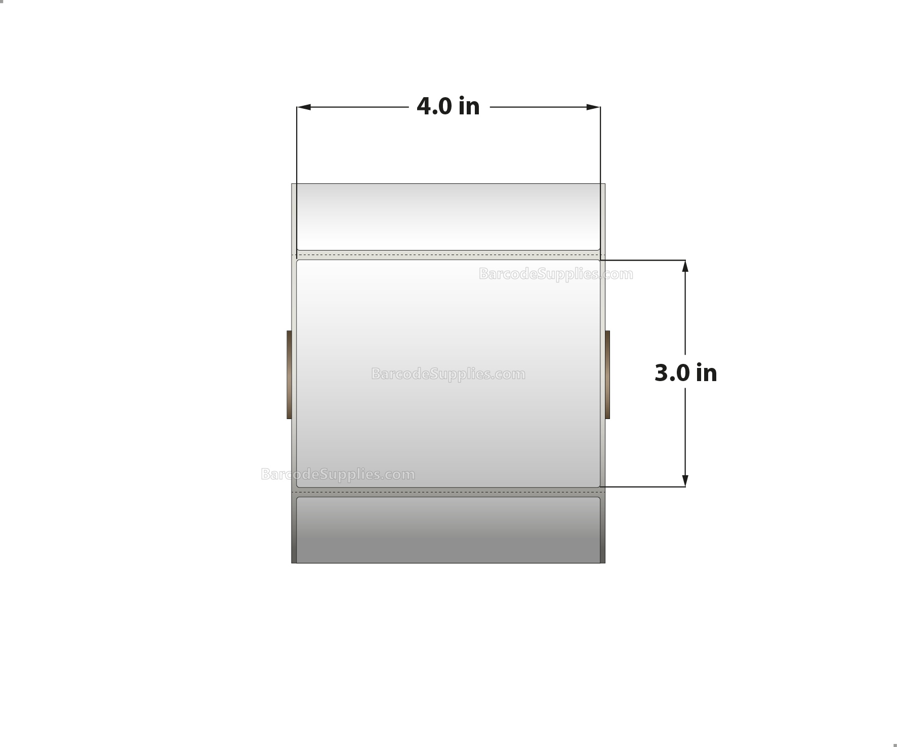4 x 3 Thermal Transfer White Labels With Permanent Acrylic Adhesive - Perforated - 850 Labels Per Roll - Carton Of 4 Rolls - 3400 Labels Total - MPN: TH43-15PTT