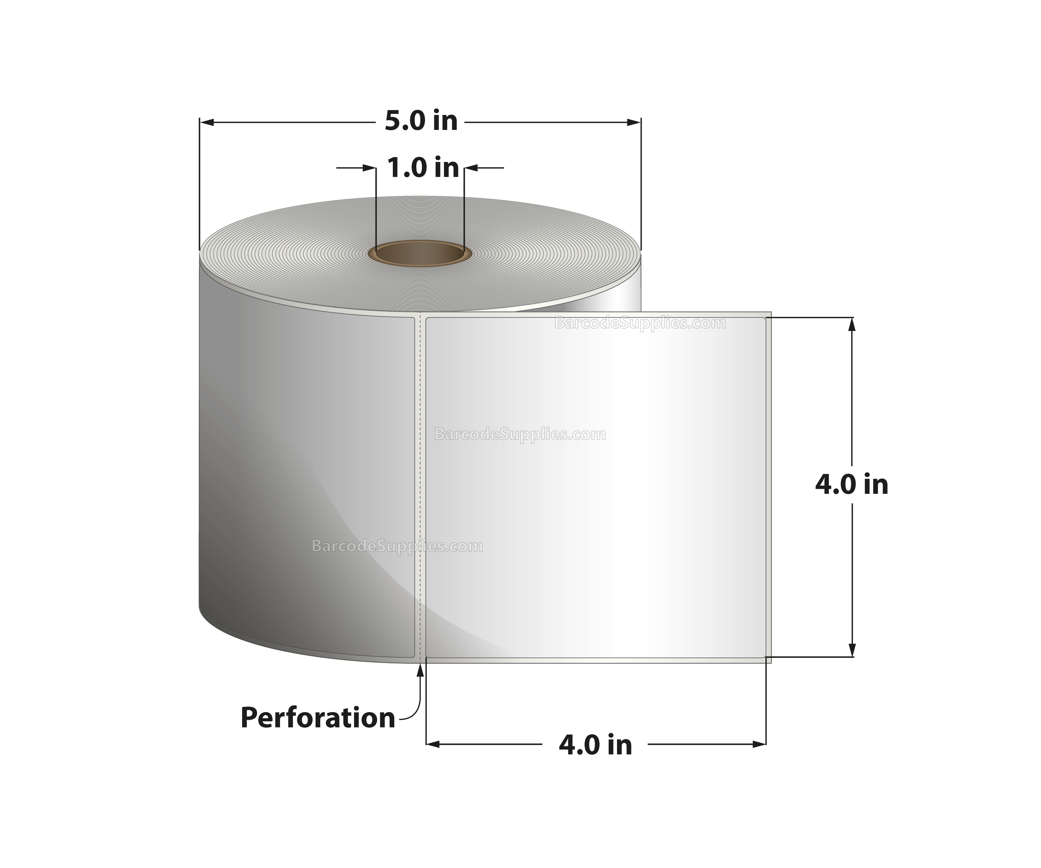 4 x 4 Direct Thermal White Labels With Acrylic Adhesive - Perforated - 700 Labels Per Roll - Carton Of 12 Rolls - 8400 Labels Total - MPN: RD-4-4-700-1 - BarcodeSource, Inc.