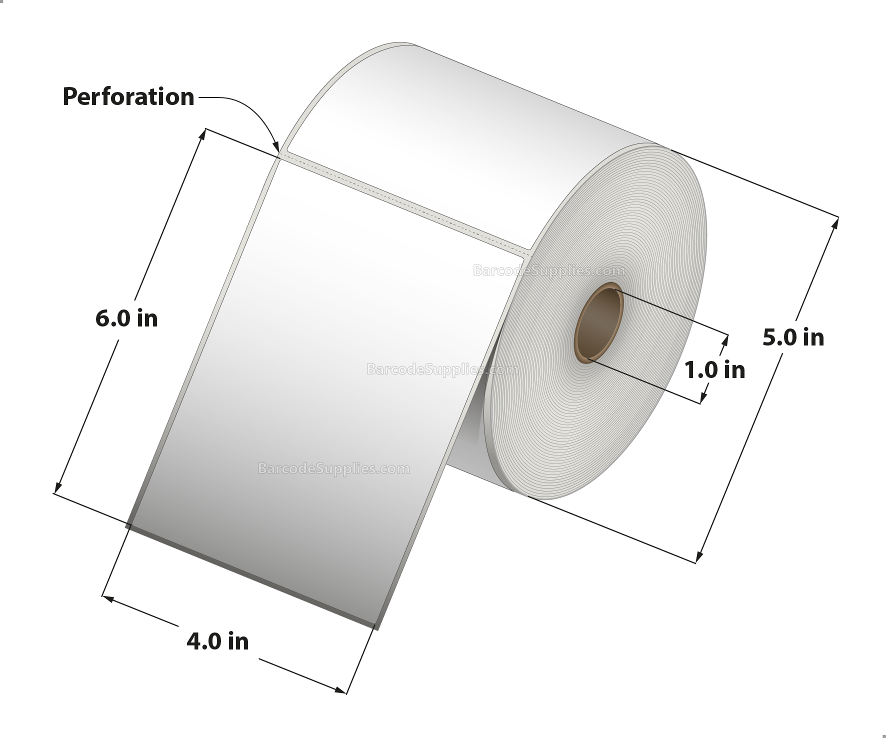 4 x 6 Direct Thermal White Labels With Rubber Adhesive - Perforated - 475 Labels Per Roll - Carton Of 12 Rolls - 5700 Labels Total - MPN: RDT5-400600-1P