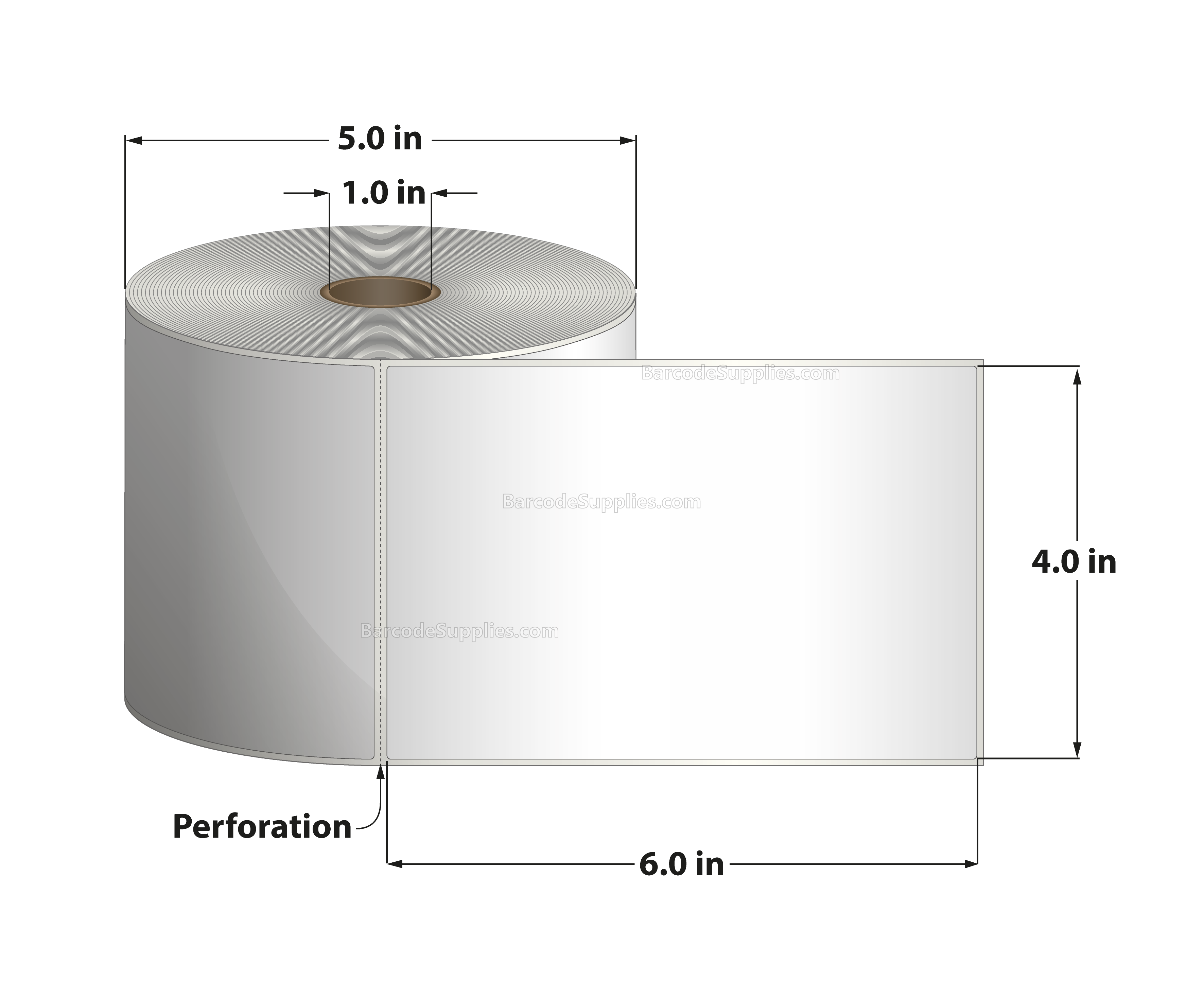 4 x 6 Direct Thermal White Labels With Acrylic Adhesive - Perforated - 460 Labels Per Roll - Carton Of 12 Rolls - 5520 Labels Total - MPN: RD-4-6-460-1 - BarcodeSource, Inc.
