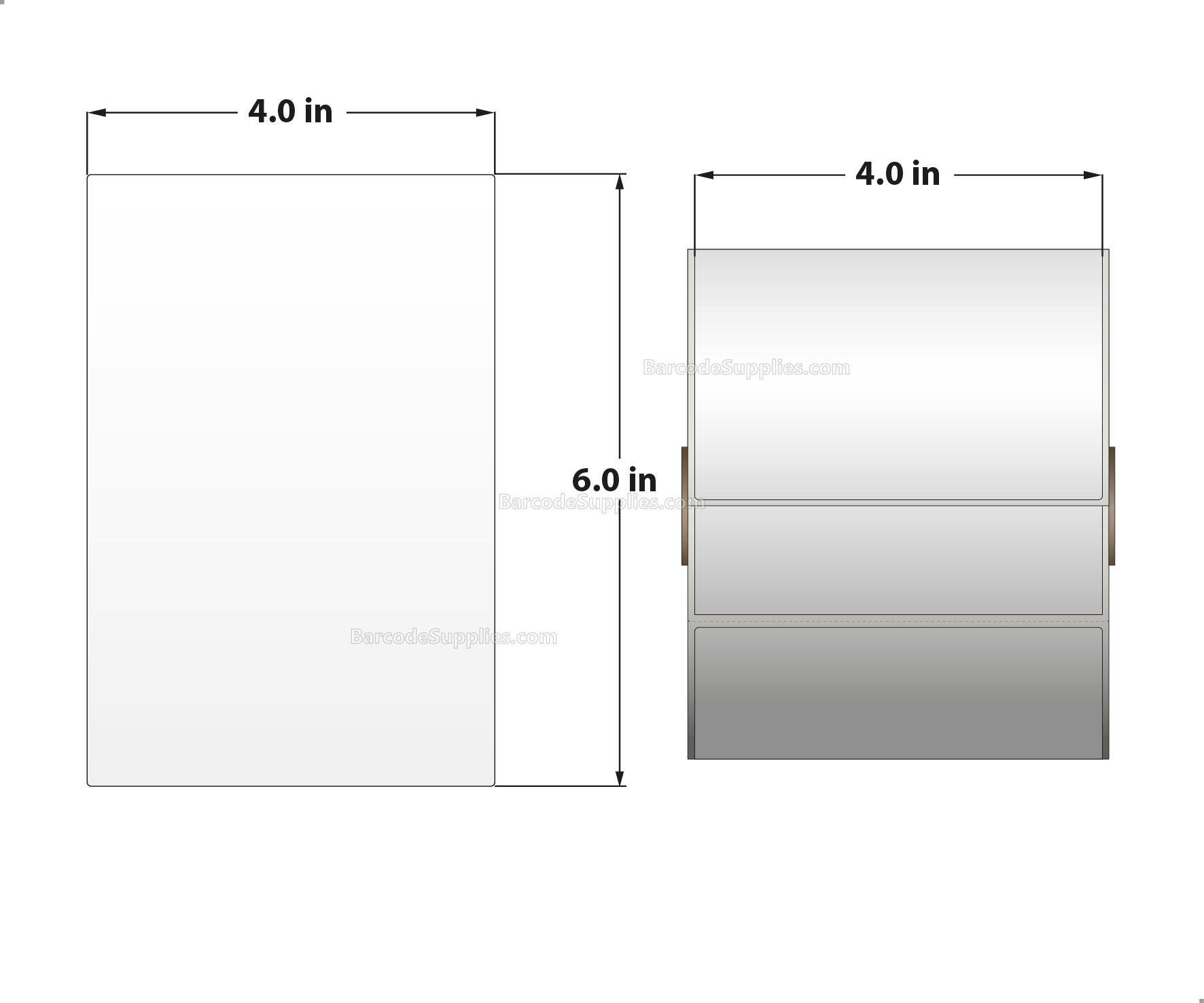 4 x 6 Direct Thermal White Labels With Permanent Acrylic Adhesive - Perforated - 450 Labels Per Roll - Carton Of 4 Rolls - 1800 Labels Total - MPN: DT46-15PDT