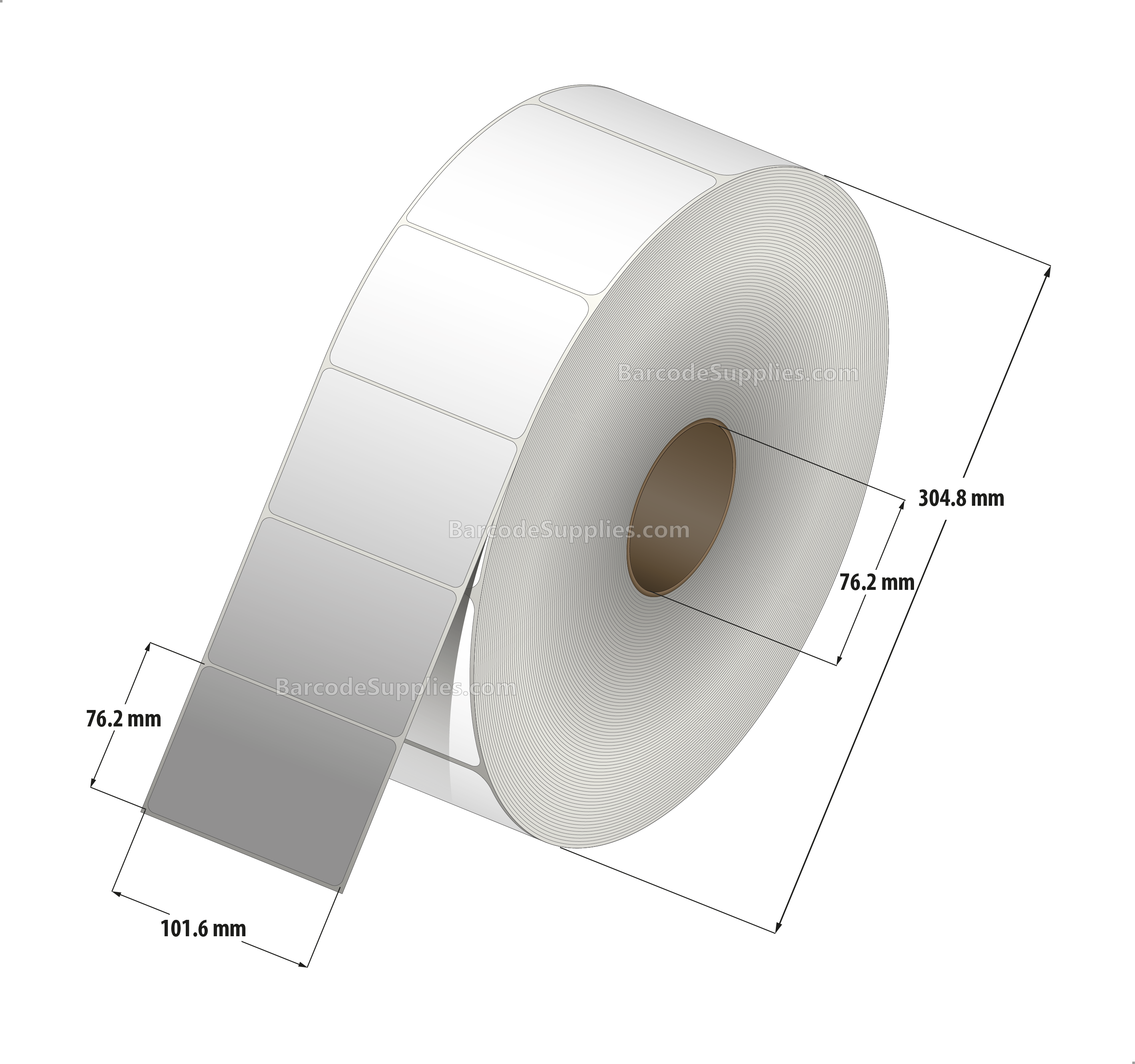 4 x 3 Thermal Transfer White Labels With Permanent Adhesive - No Perforation - 5164 Labels Per Roll - Carton Of 3 Rolls - 15492 Labels Total - MPN: RT-4-3-5164-NP
