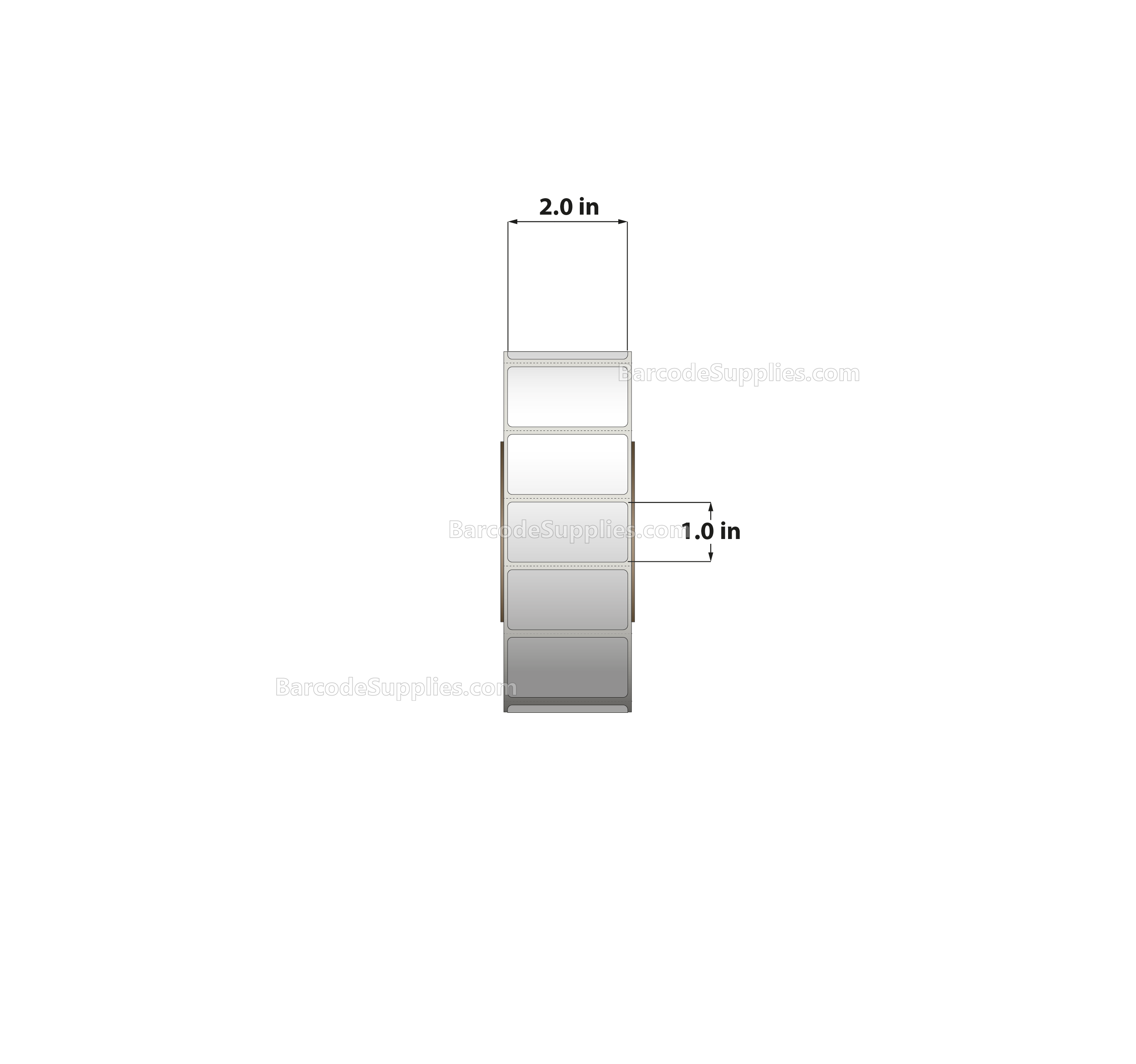 2 x 1 Direct Thermal White Labels With Acrylic Adhesive - Perforated - 2750 Labels Per Roll - Carton Of 12 Rolls - 33000 Labels Total - MPN: RD-2-1-2750-3
