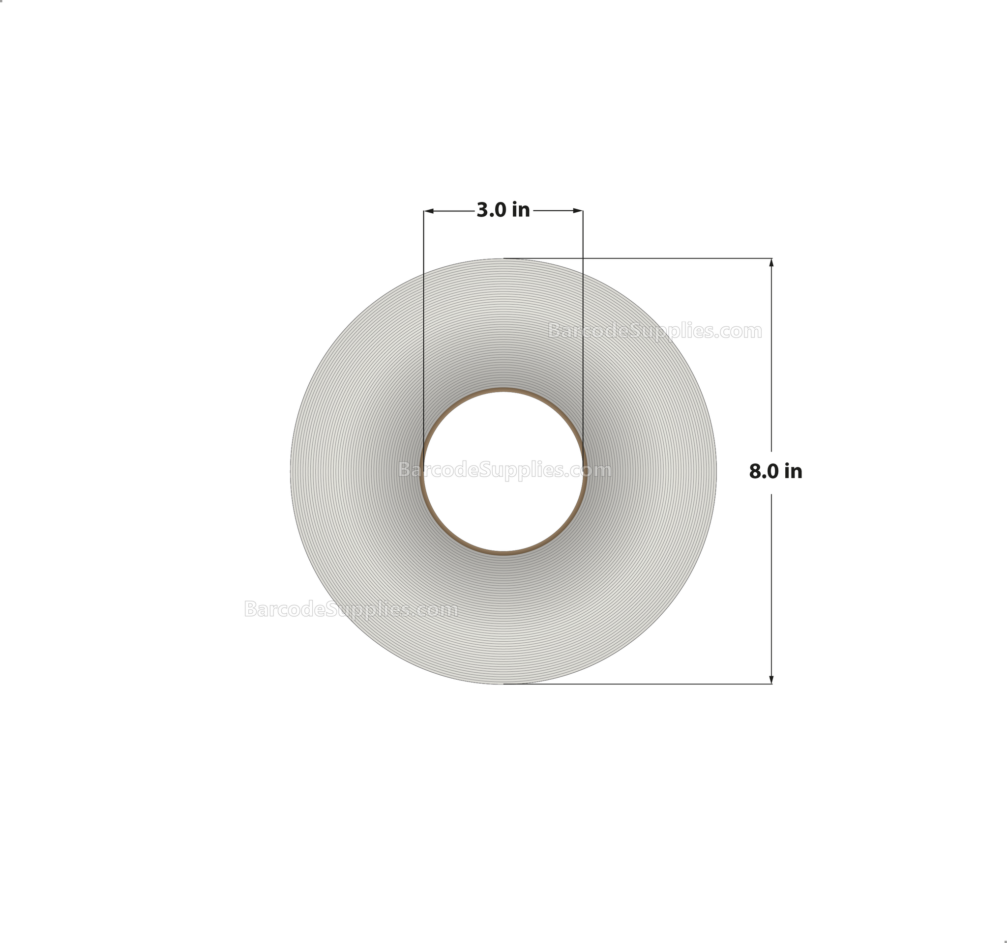 1 x 0.75 Thermal Transfer White Labels With Permanent Adhesive - Perforated - 7500 Labels Per Roll - Carton Of 8 Rolls - 60000 Labels Total - MPN: RT-1-075-7500-3