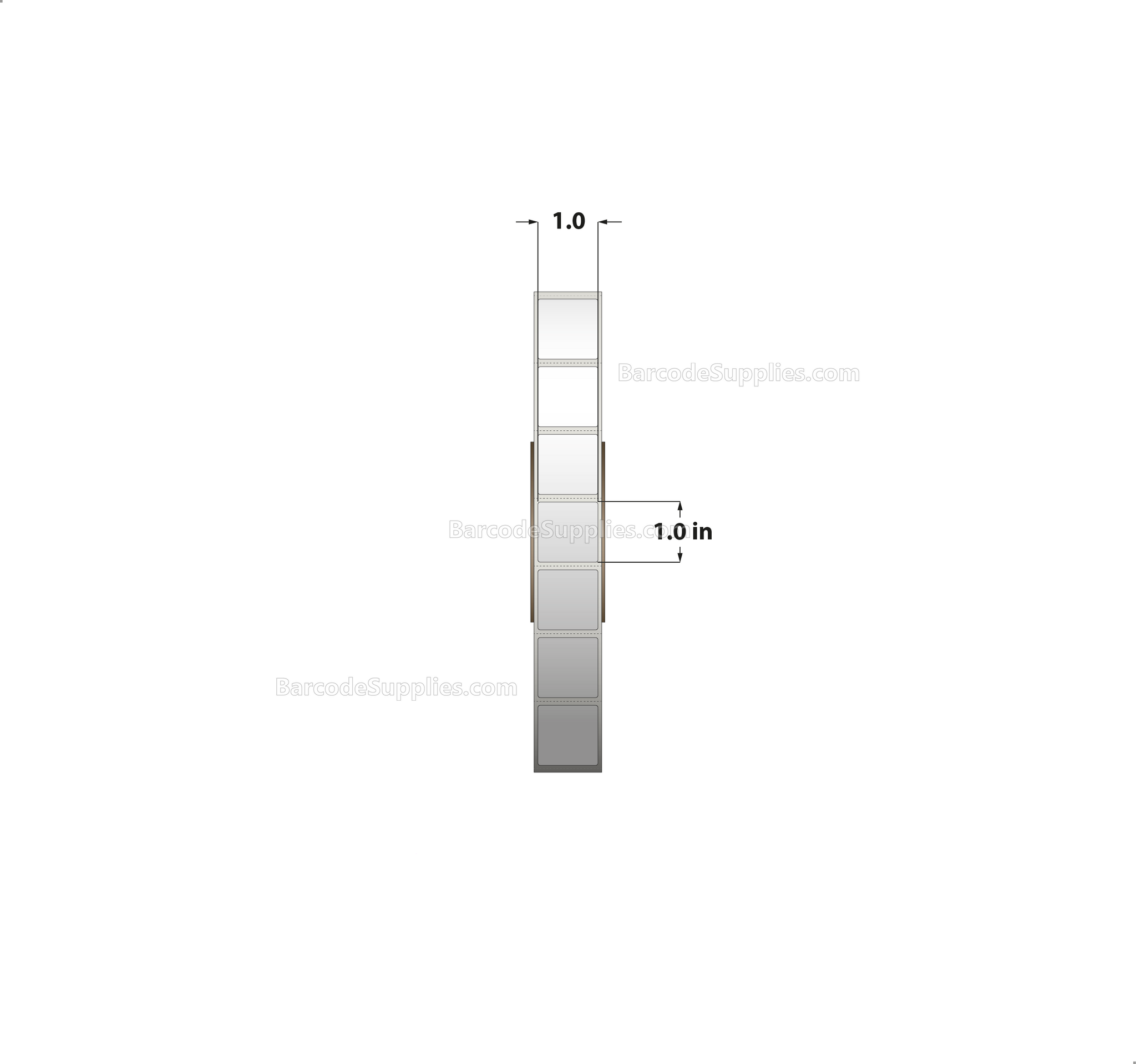 1 x 1 Direct Thermal White Labels With Acrylic Adhesive - Perforated - 5500 Labels Per Roll - Carton Of 8 Rolls - 44000 Labels Total - MPN: RD-1-1-5500-3