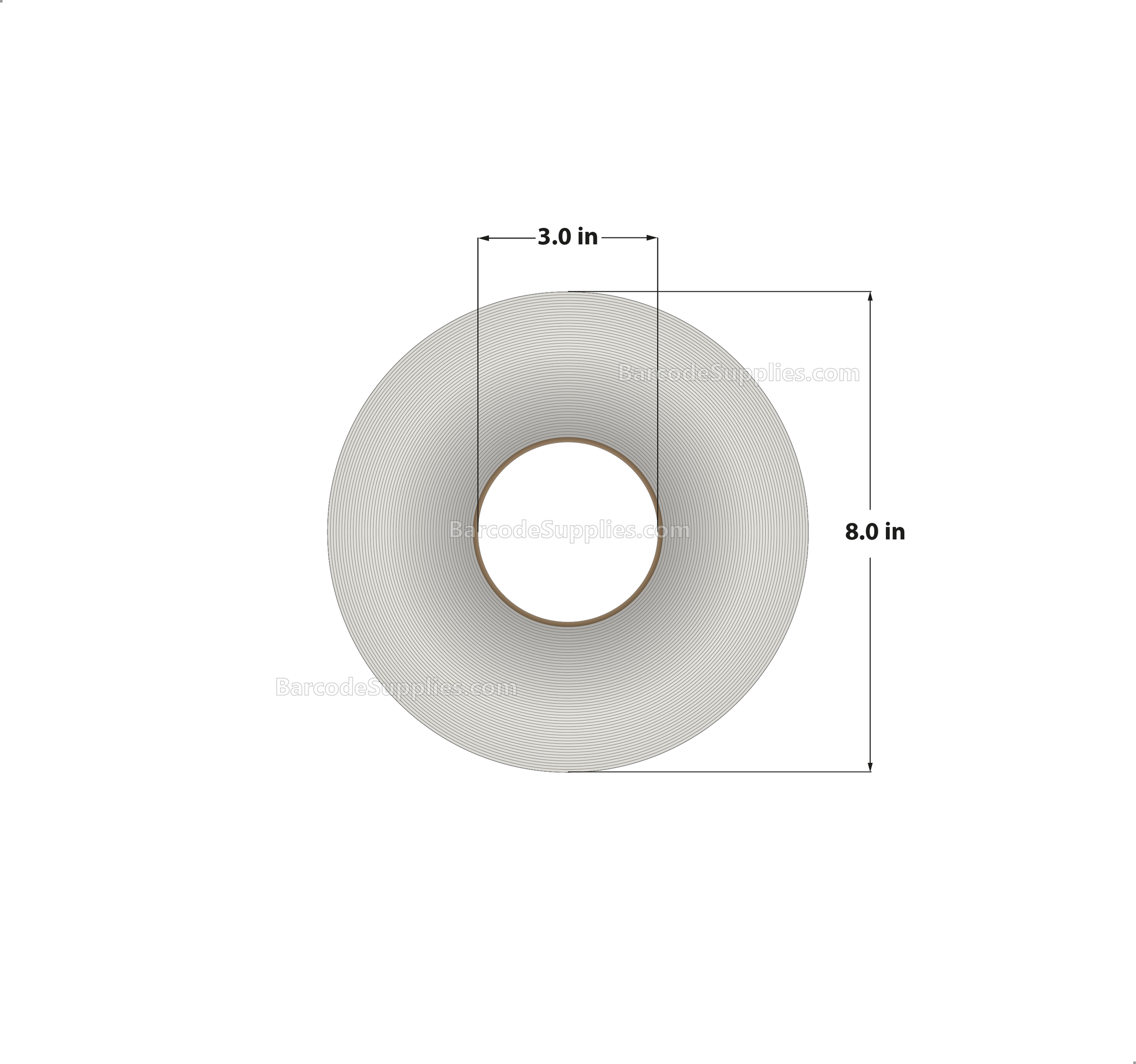 1 x 2 Thermal Transfer White Labels With Permanent Adhesive - Perforated - 2900 Labels Per Roll - Carton Of 8 Rolls - 23200 Labels Total - MPN: RT-1-2-2900-3