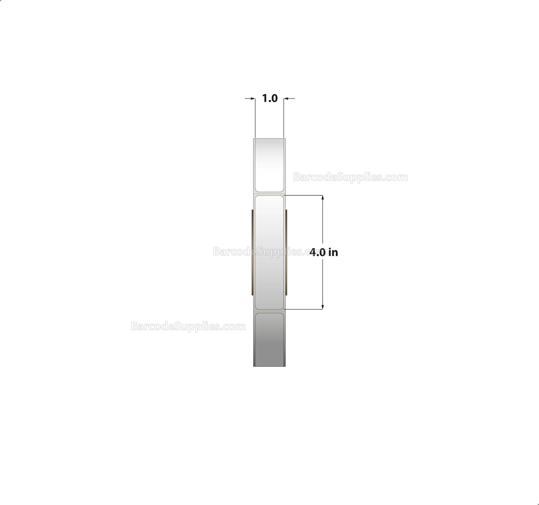 1 x 4 Direct Thermal White Labels With Acrylic Adhesive - Perforated - 1500 Labels Per Roll - Carton Of 8 Rolls - 12000 Labels Total - MPN: RD-1-4-1500-3 - BarcodeSource, Inc.
