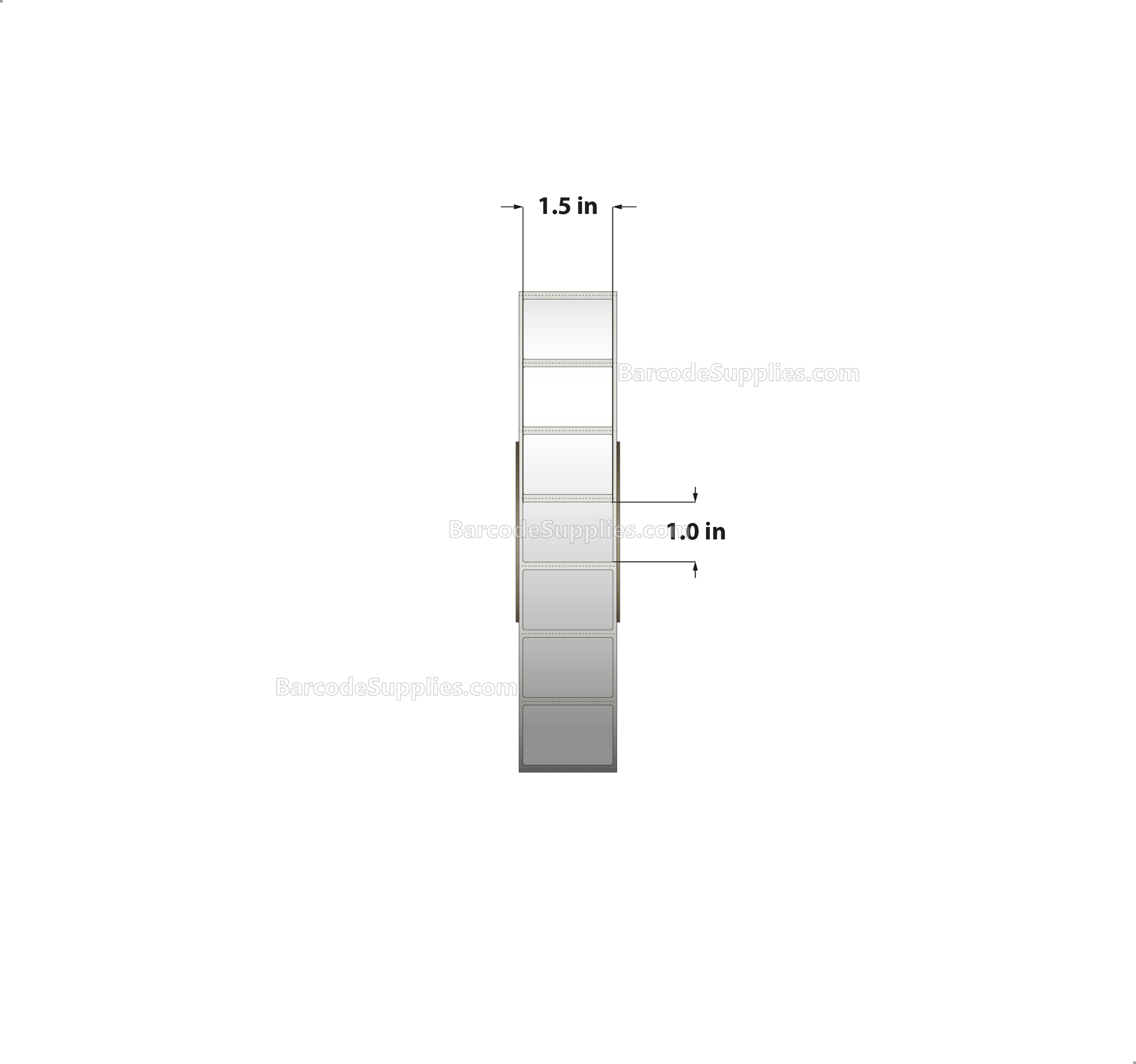1.5 x 1 Thermal Transfer White Labels With Permanent Adhesive - Perforated - 5500 Labels Per Roll - Carton Of 8 Rolls - 44000 Labels Total - MPN: RT-15-1-5500-3