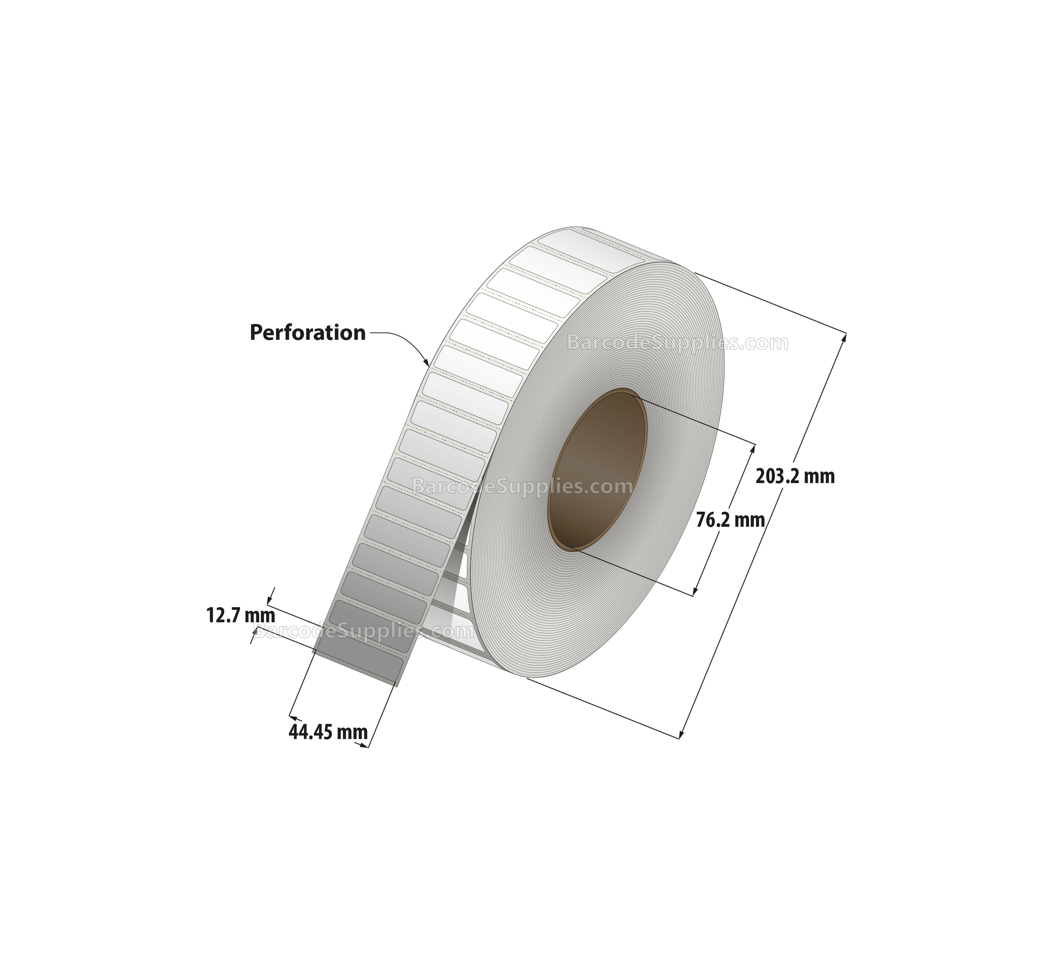 1.75 x 0.5 Thermal Transfer White Labels With Permanent Adhesive - Perforated - 10,000 Labels Per Roll - Carton Of 8 Rolls - 80000 Labels Total - MPN: RP-175-05-10000-3