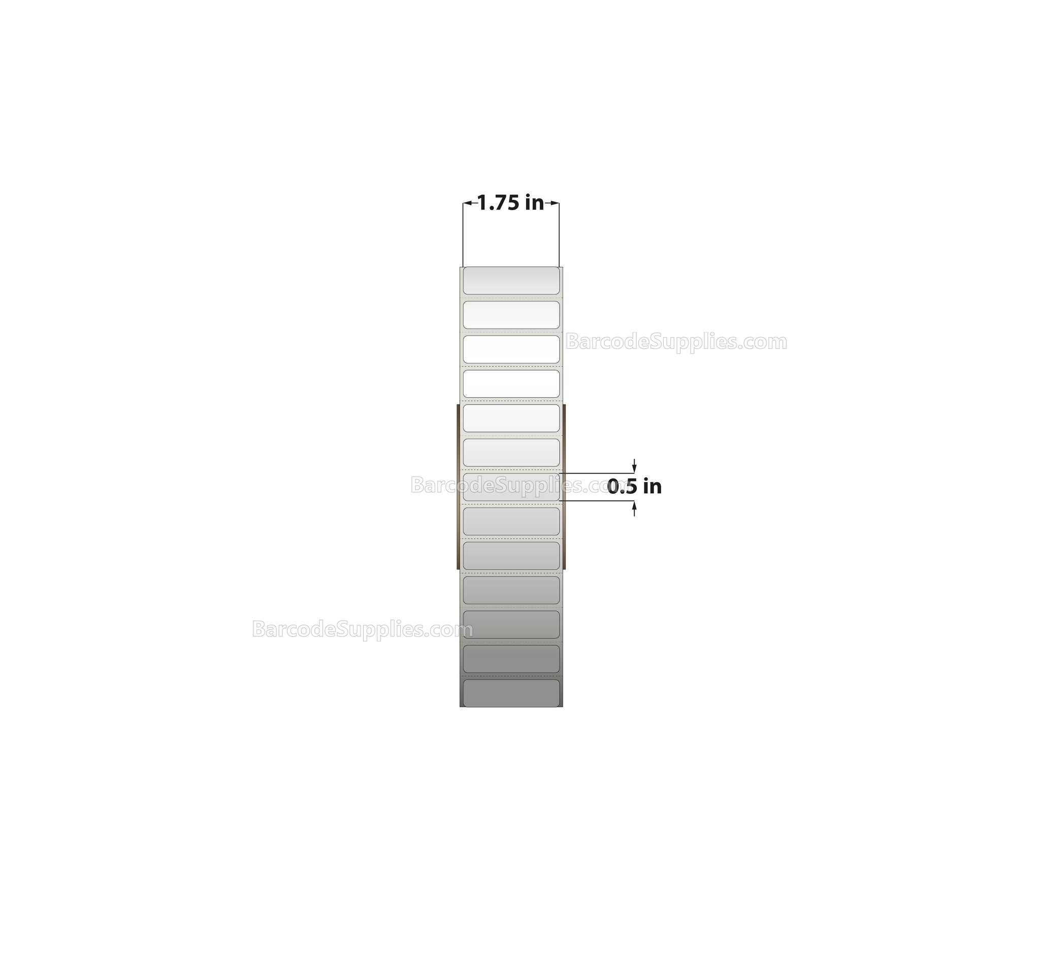 1.75 x 0.5 Thermal Transfer White Labels With Permanent Adhesive - Perforated - 10,000 Labels Per Roll - Carton Of 8 Rolls - 80000 Labels Total - MPN: RP-175-05-10000-3