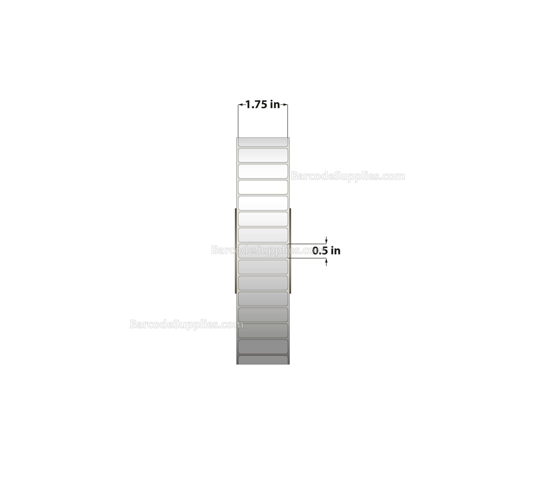 1.75 x 0.5 Thermal Transfer White Labels With Permanent Adhesive - No Perforation - 10,000 Labels Per Roll - Carton Of 8 Rolls - 80000 Labels Total - MPN: RP-175-05-10000-NP