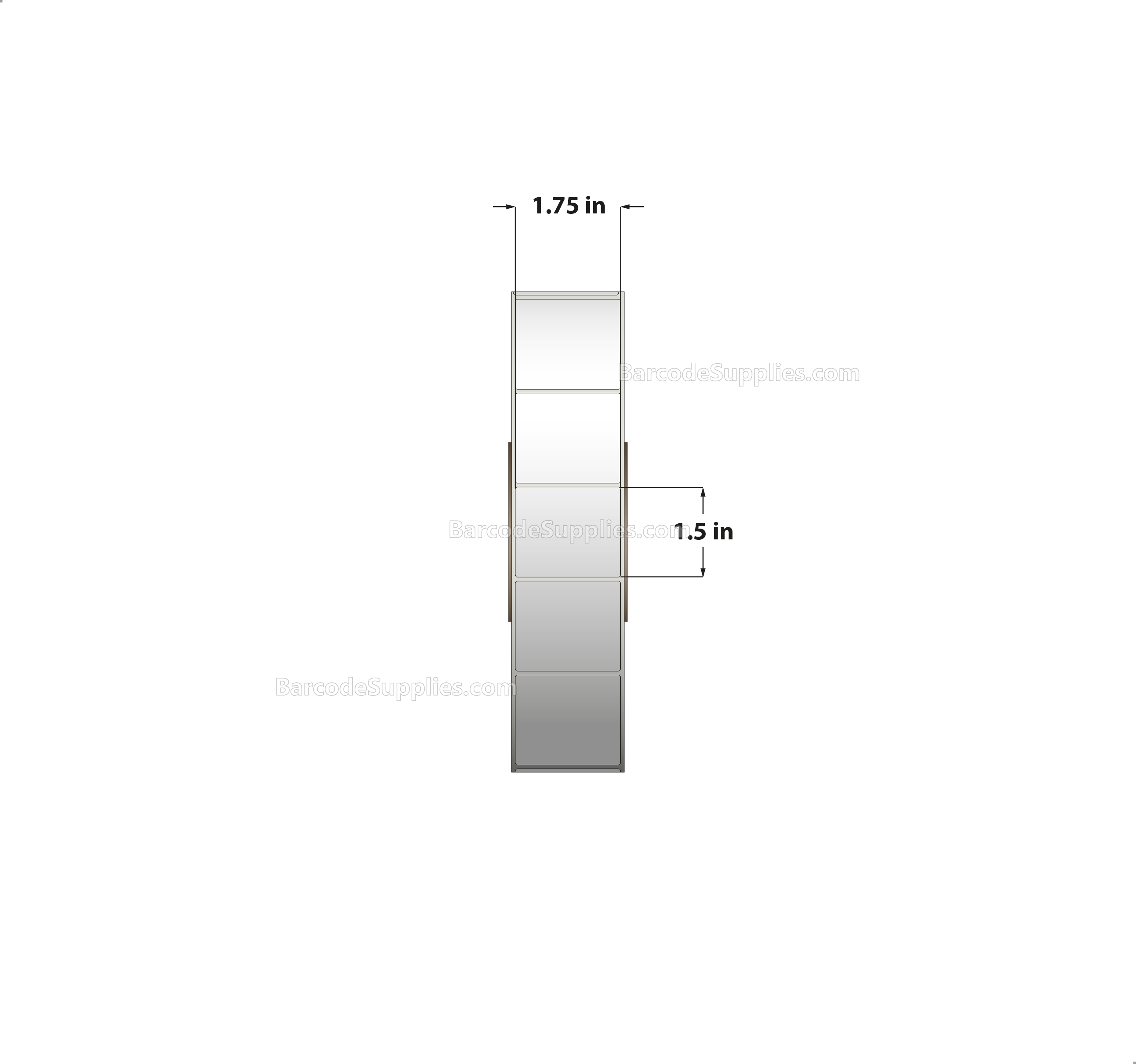 1.75 x 1.5 Thermal Transfer White Labels With Rubber Adhesive - No Perforation - 4000 Labels Per Roll - Carton Of 8 Rolls - 32000 Labels Total - MPN: CTT175150-3