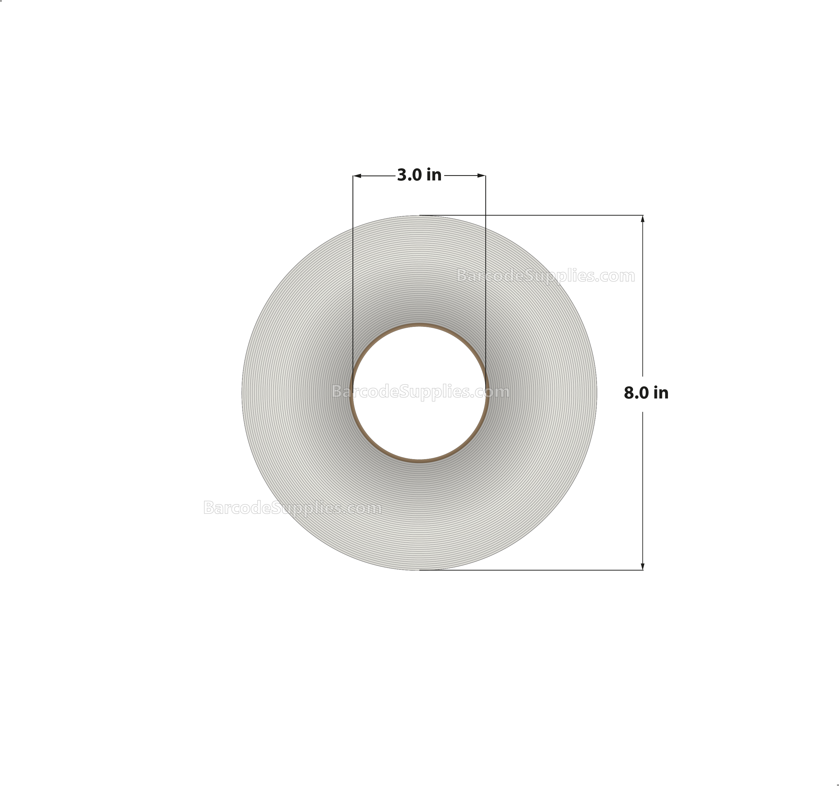 1.75 x 1.5 Thermal Transfer White Labels With Rubber Adhesive - No Perforation - 4000 Labels Per Roll - Carton Of 8 Rolls - 32000 Labels Total - MPN: CTT175150-3