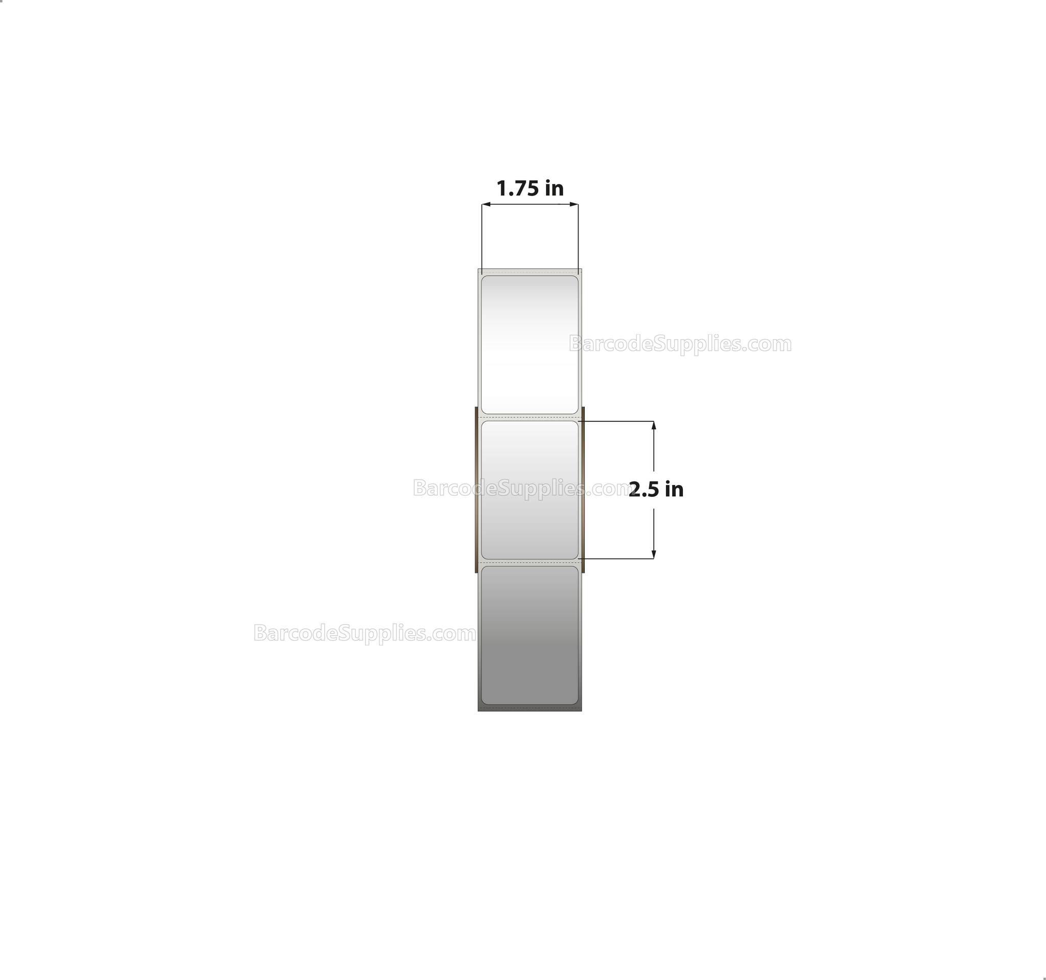 1.75 x 2.5 Thermal Transfer White Labels With Permanent Adhesive - Perforated - 2500 Labels Per Roll - Carton Of 8 Rolls - 20000 Labels Total - MPN: RT-175-25-2500-3