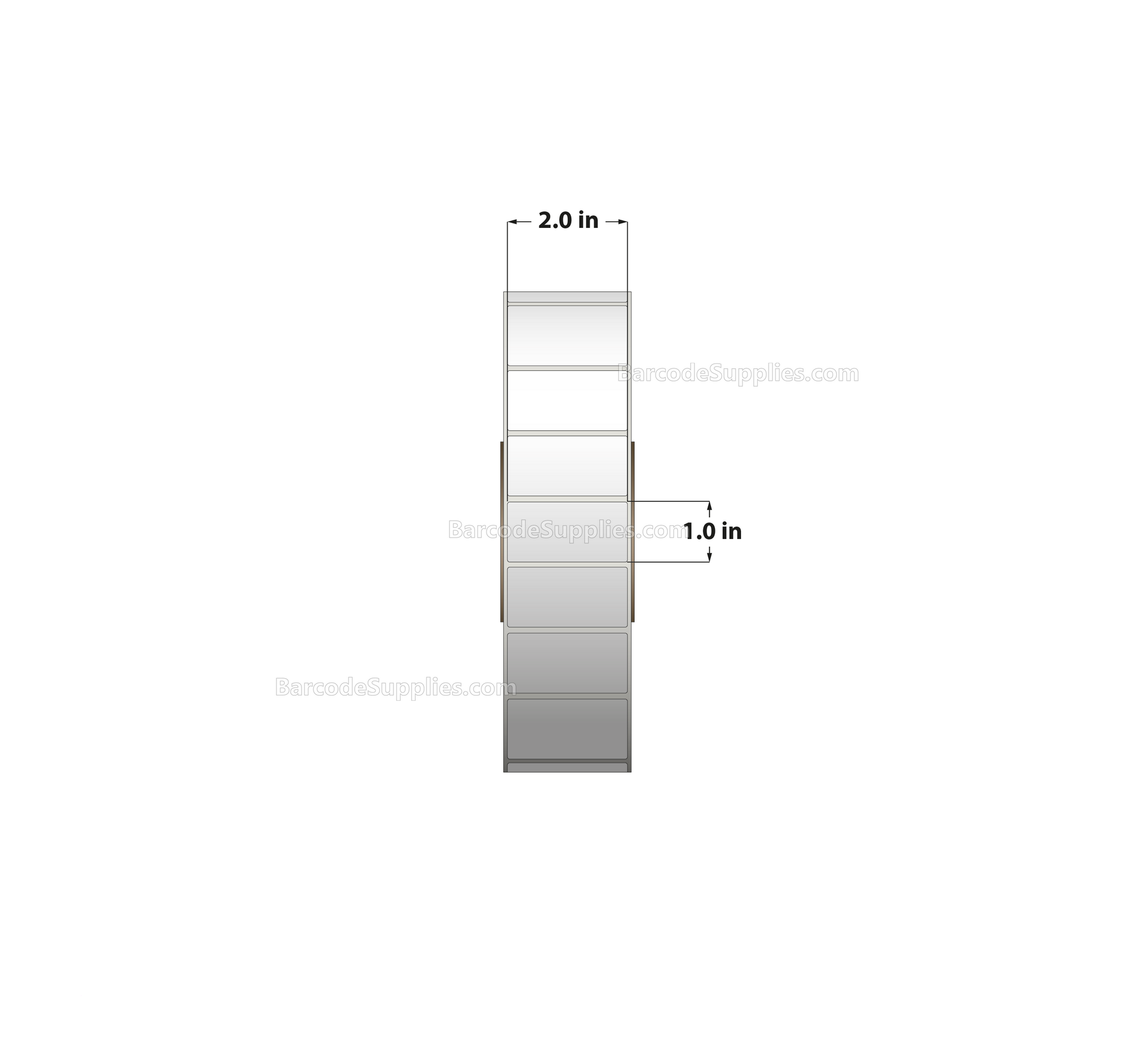 2 x 1 Thermal Transfer White Labels With Permanent Acrylic Adhesive - Not Perforated - 5500 Labels Per Roll - Carton Of 8 Rolls - 44000 Labels Total - MPN: TH21-1