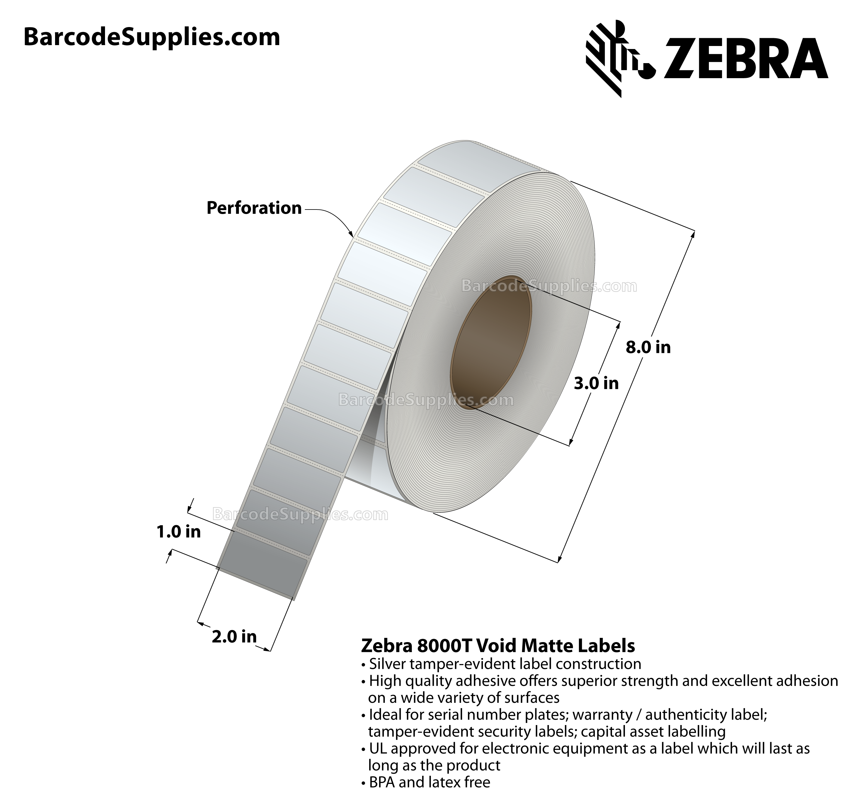 2 x 1 Thermal Transfer Labels - 10022921