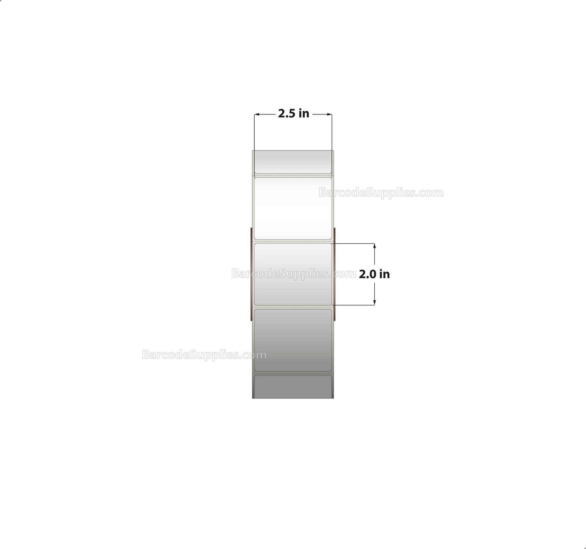 2.5 x 2 Thermal Transfer White Labels With Permanent Adhesive - Perforated - 2900 Labels Per Roll - Carton Of 8 Rolls - 23200 Labels Total - MPN: RT-25-2-2900-3