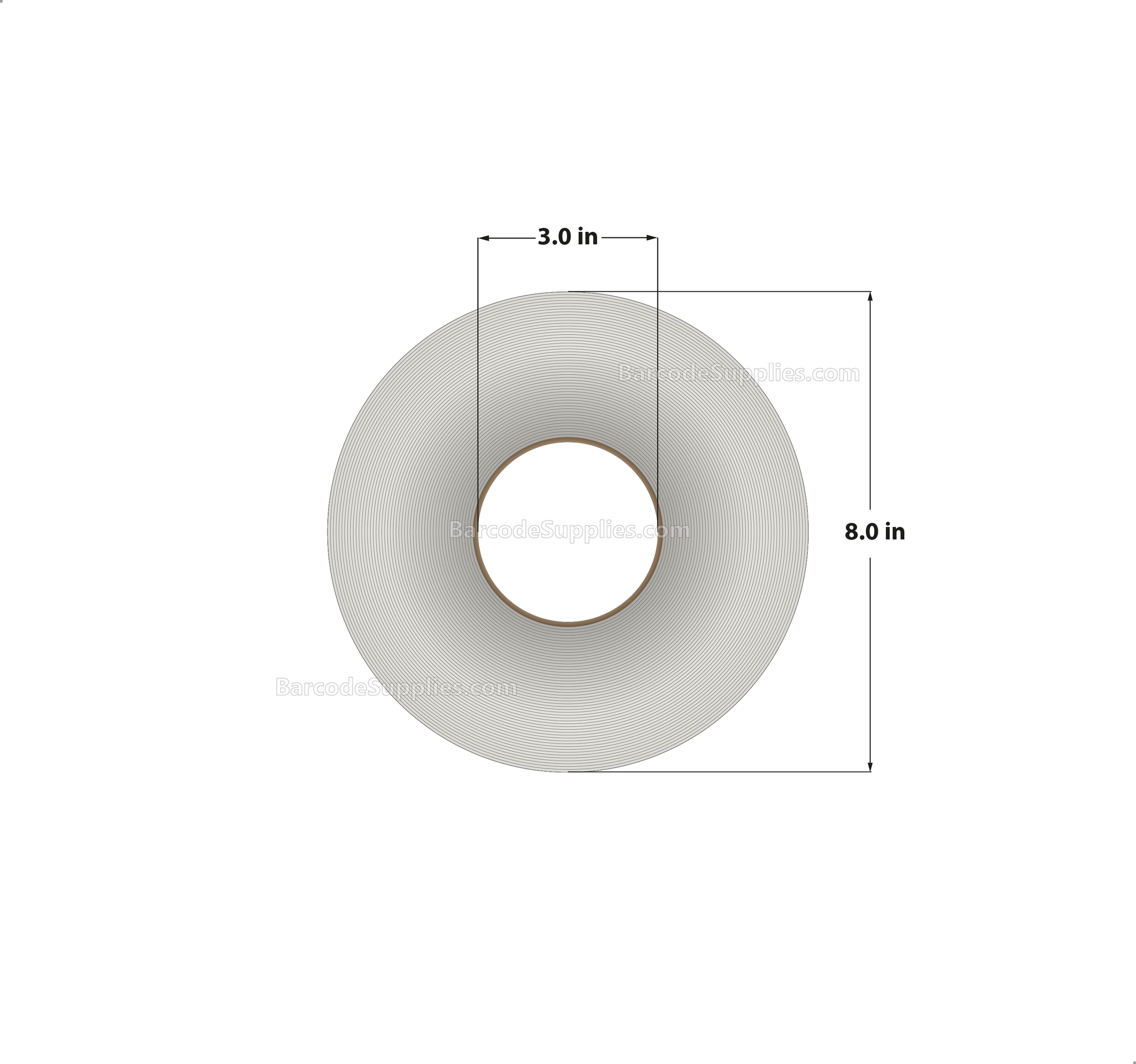 2.5 x 2 Thermal Transfer White Labels With Permanent Adhesive - Perforated - 2900 Labels Per Roll - Carton Of 8 Rolls - 23200 Labels Total - MPN: RT-25-2-2900-3