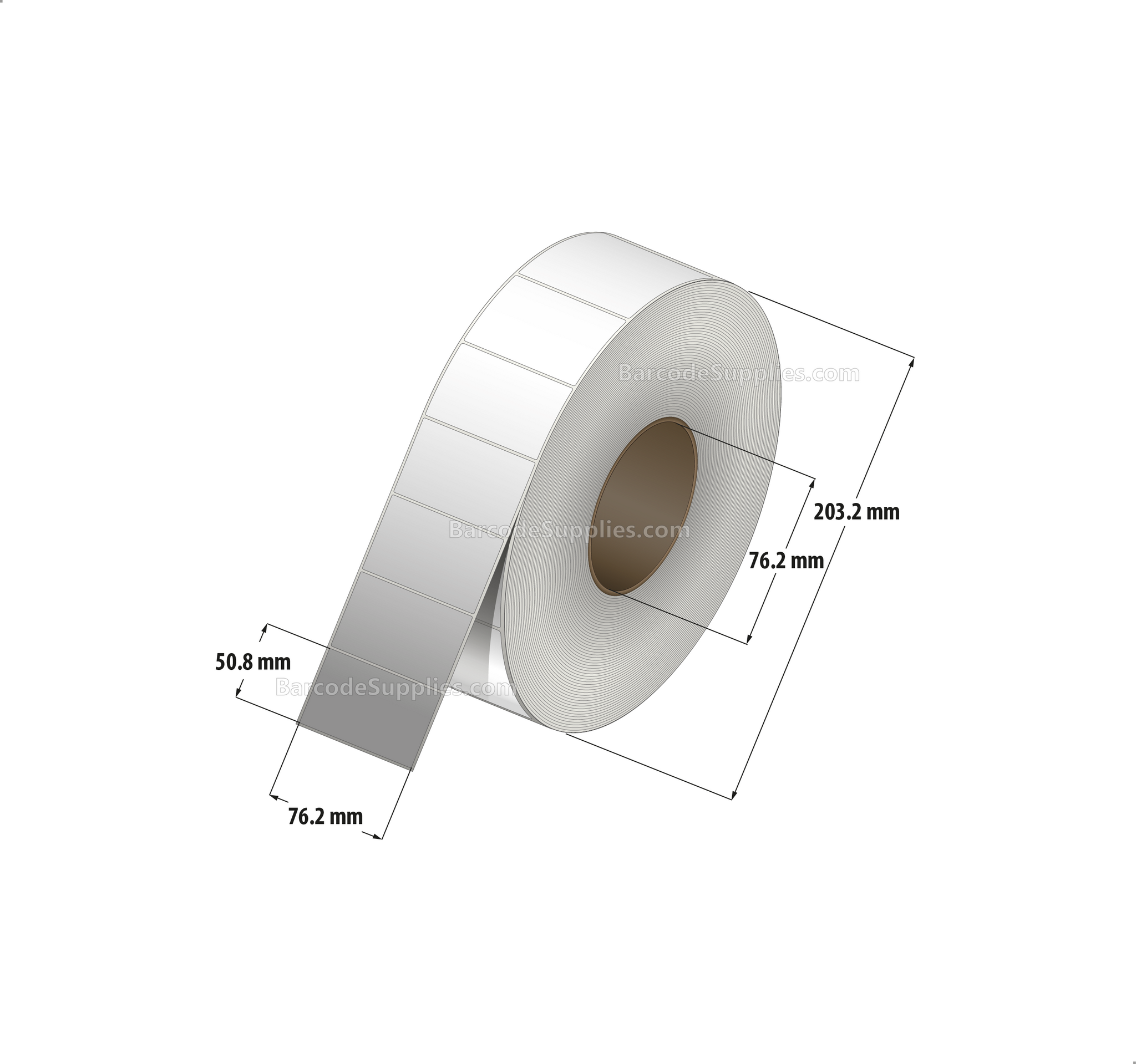 3 x 2 Thermal Transfer White Labels With Permanent Acrylic Adhesive - Not Perforated - 3000 Labels Per Roll - Carton Of 6 Rolls - 18000 Labels Total - MPN: TH32-1