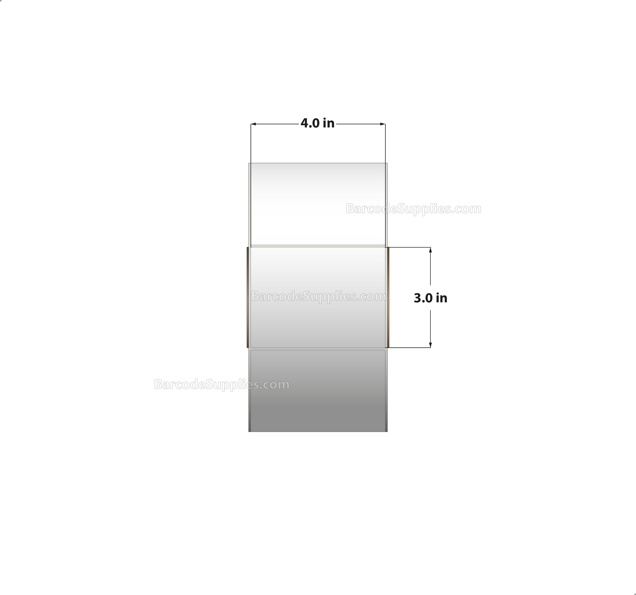4 x 3 Thermal Transfer White Labels With Permanent Acrylic Adhesive - Not Perforated - 1900 Labels Per Roll - Carton Of 4 Rolls - 7600 Labels Total - MPN: TH43-1