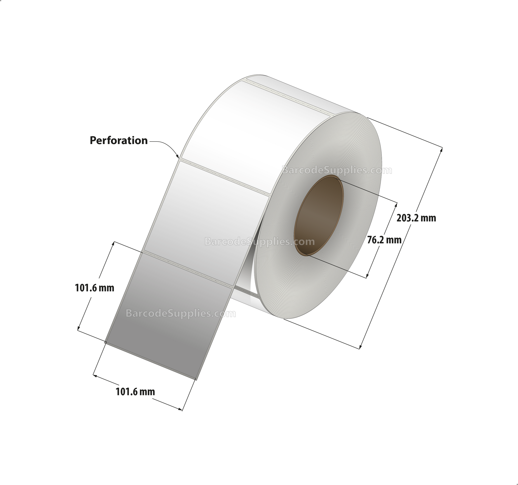 4 x 4 Direct Thermal White Labels With Rubber Adhesive - No Perforation - 1500 Labels Per Roll - Carton Of 4 Rolls - 6000 Labels Total - MPN: DT400400-3