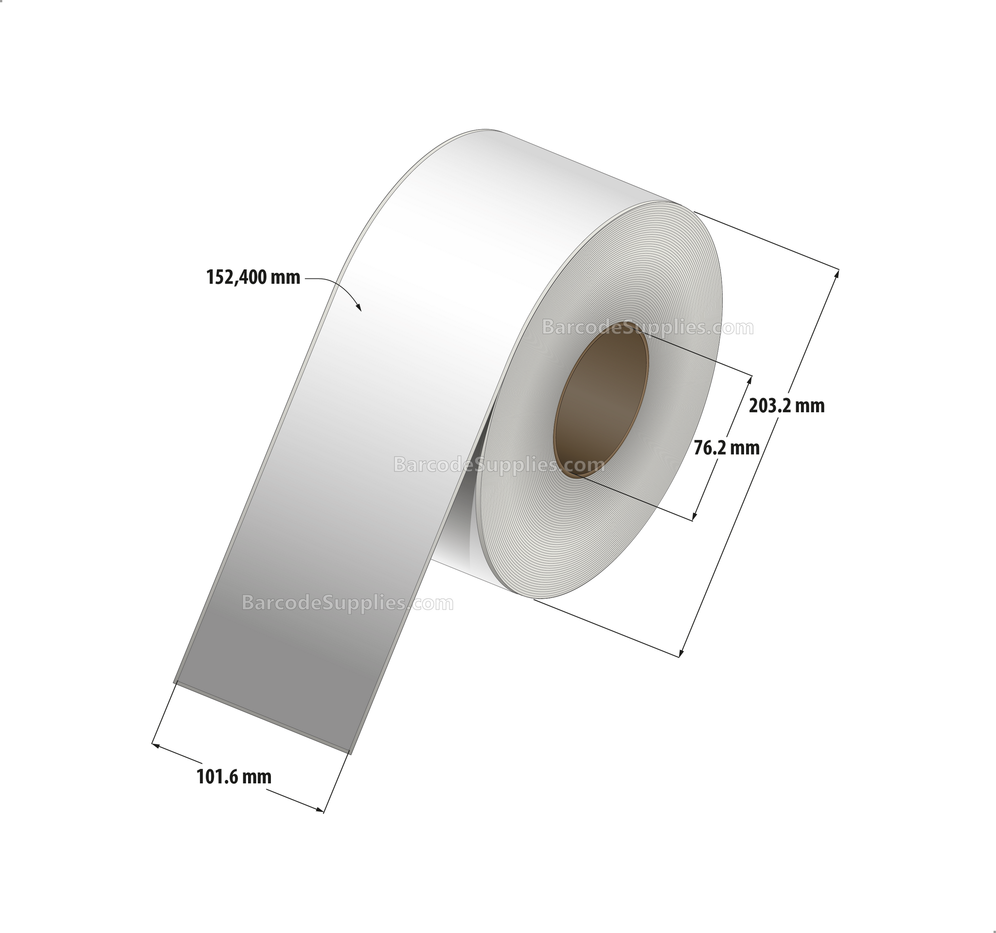 4 x 500' Thermal Transfer White Labels With Permanent Adhesive - No Perforation - 1 Labels Per Roll - Carton Of 4 Rolls - 4 Labels Total - MPN: RT-4-500-1-3