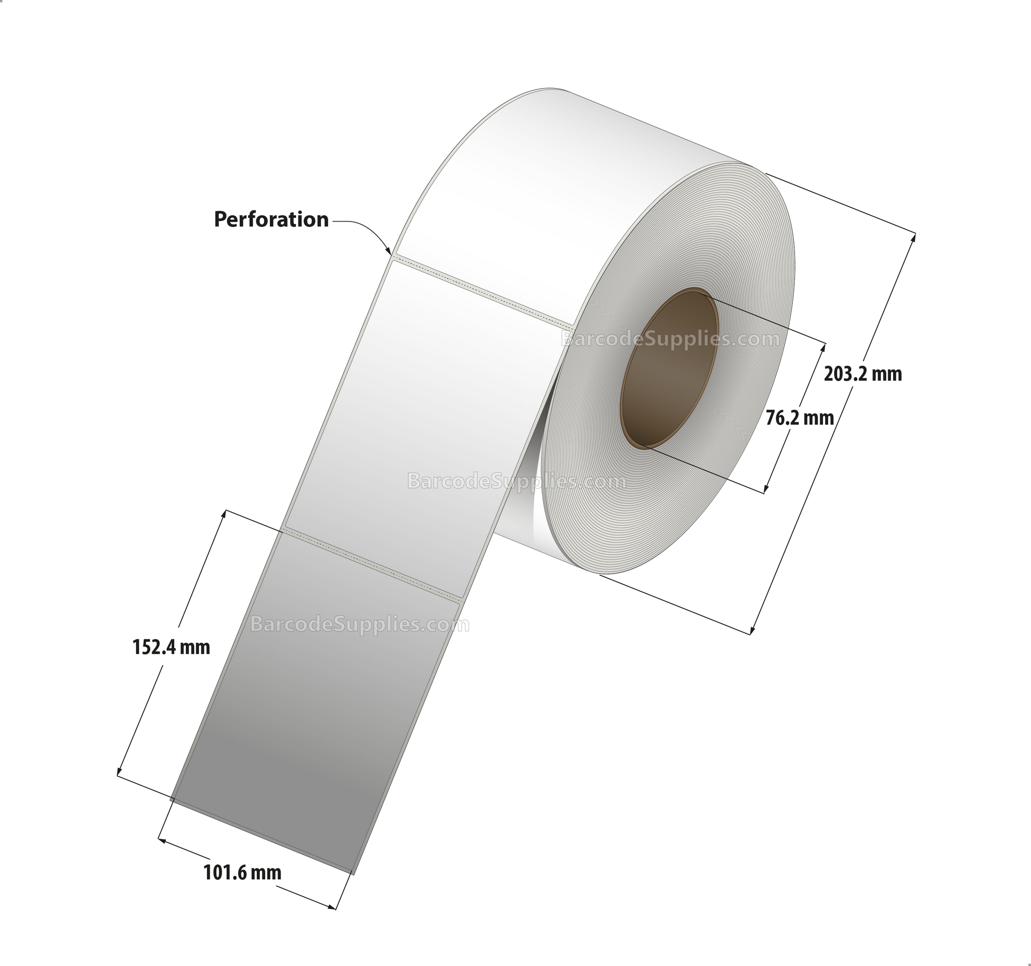 4 x 6 Direct Thermal White Labels With Acrylic Adhesive - Perforated - 1000 Labels Per Roll - Carton Of 4 Rolls - 4000 Labels Total - MPN: RDS-4-6-1000-3