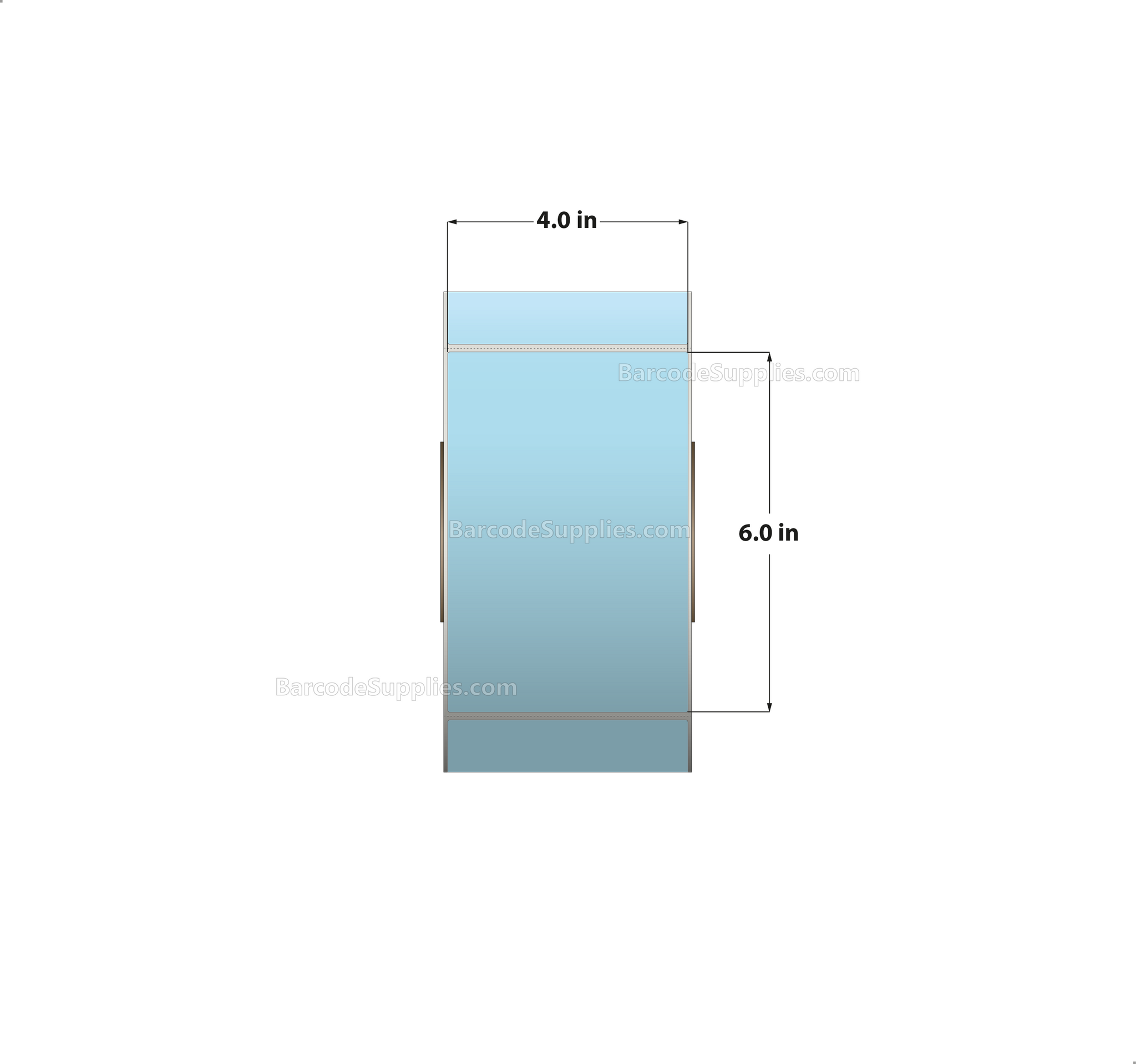 4 x 6 Thermal Transfer 2975 Blue Labels With Permanent Acrylic Adhesive - Perforated - 1000 Labels Per Roll - Carton Of 4 Rolls - 4000 Labels Total - MPN: TH46-1PBL