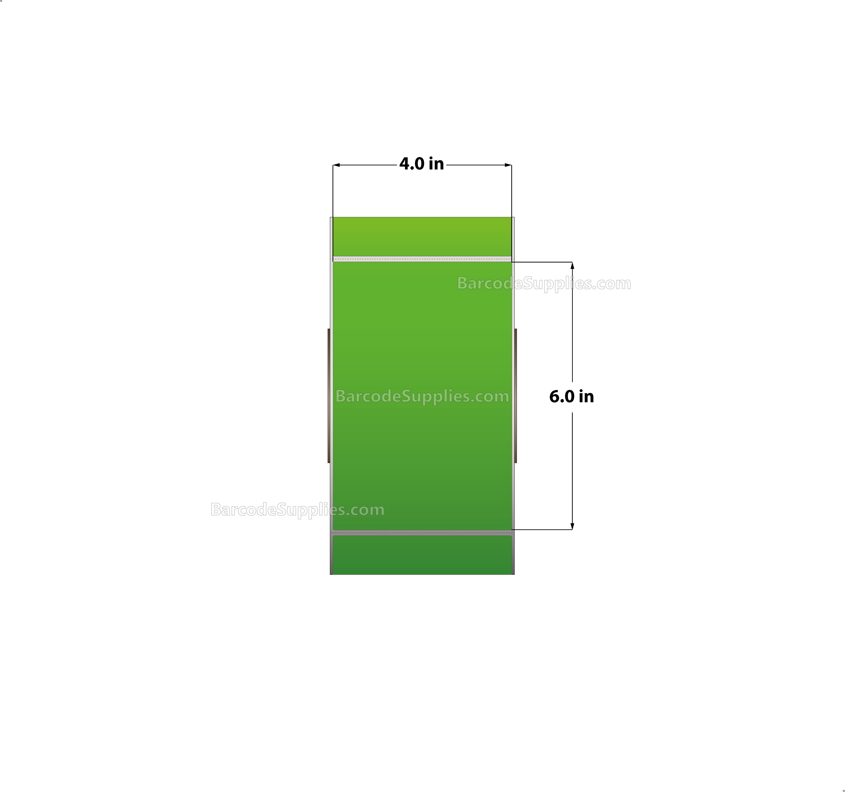 4 x 6 Thermal Transfer Fluorescent Green Labels With Permanent Acrylic Adhesive - Perforated - 1000 Labels Per Roll - Carton Of 4 Rolls - 4000 Labels Total - MPN: TH46-1PFG
