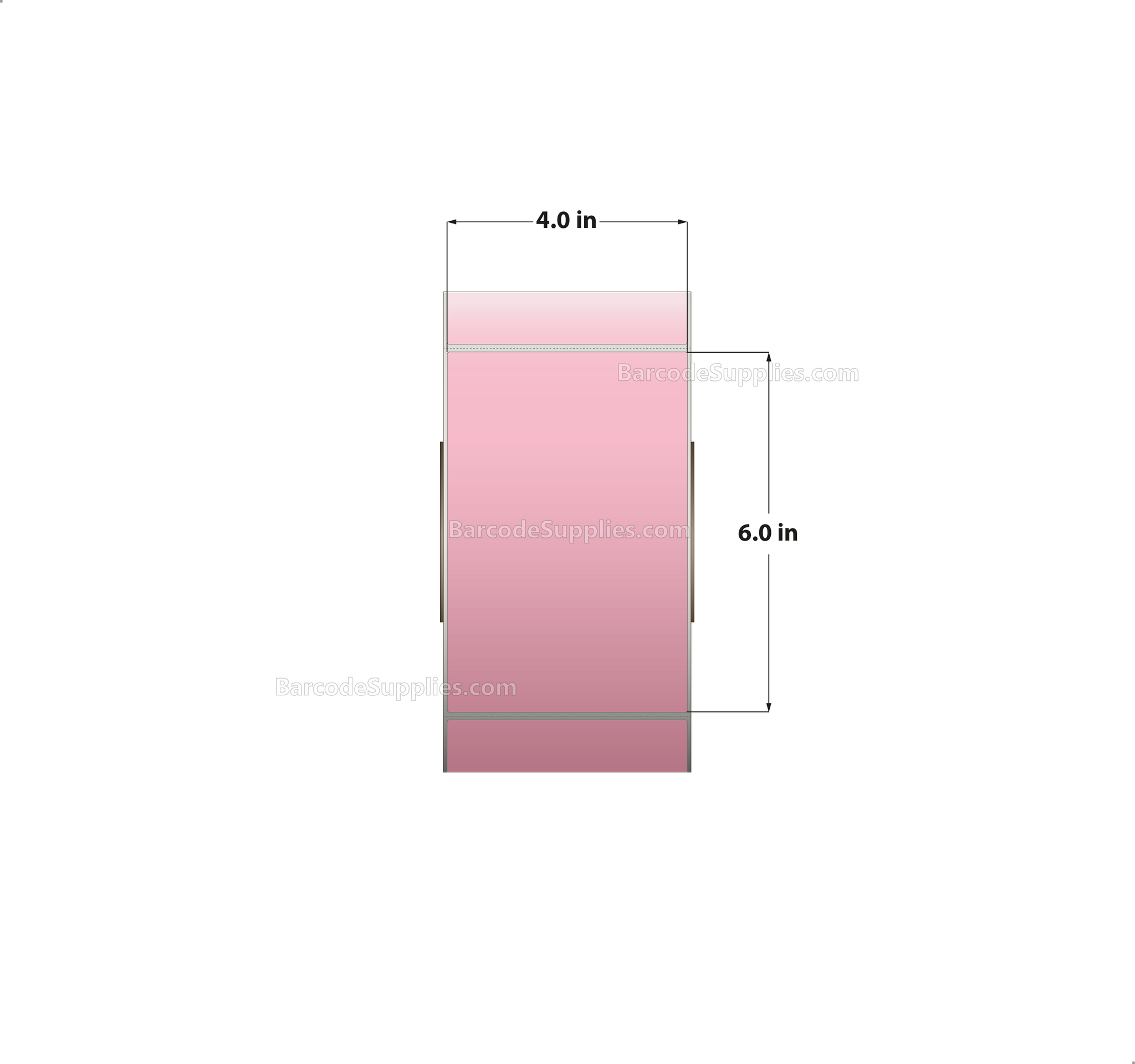 4 x 6 Direct Thermal 196 Pink Labels With Permanent Acrylic Adhesive - Perforated - 1000 Labels Per Roll - Carton Of 4 Rolls - 4000 Labels Total - MPN: DT46-1PP