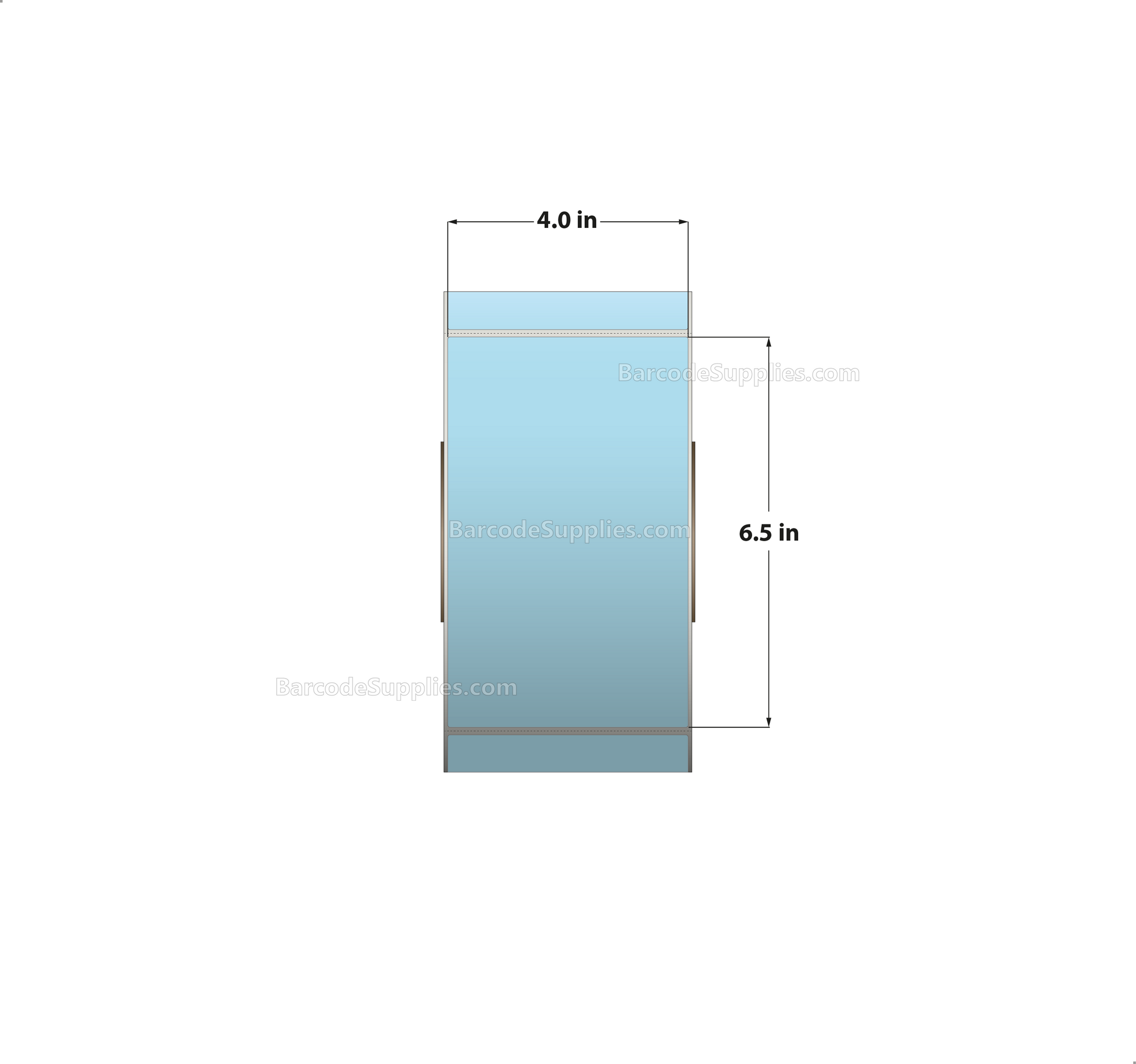 4 x 6.5 Thermal Transfer 290 Blue Labels With Permanent Adhesive - Perforated - 900 Labels Per Roll - Carton Of 4 Rolls - 3600 Labels Total - MPN: RFC-4-65-900-BL