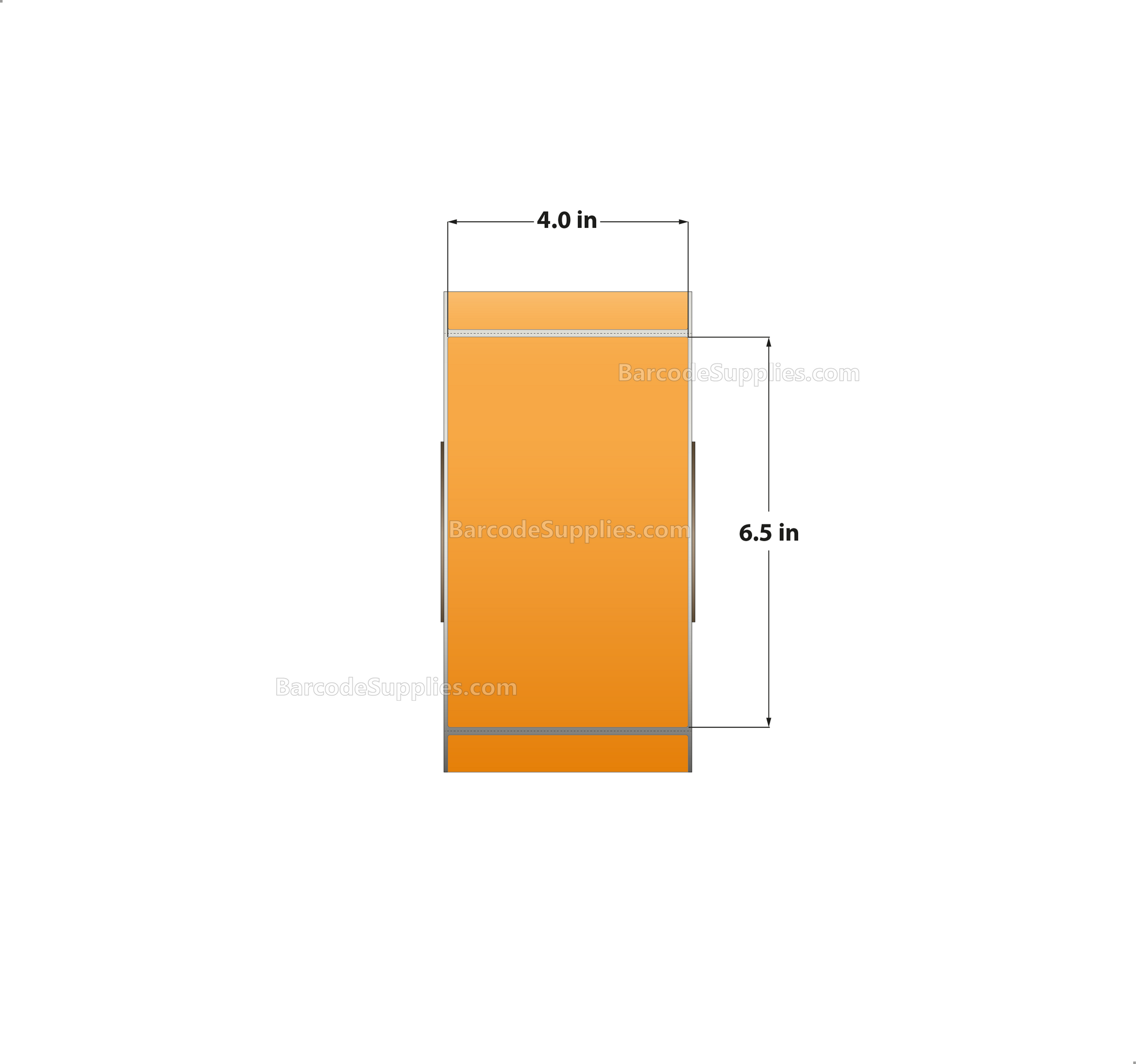 4 x 6.5 Thermal Transfer 136 Orange Labels With Permanent Acrylic Adhesive - Perforated - 900 Labels Per Roll - Carton Of 4 Rolls - 3600 Labels Total - MPN: TH465-1PO