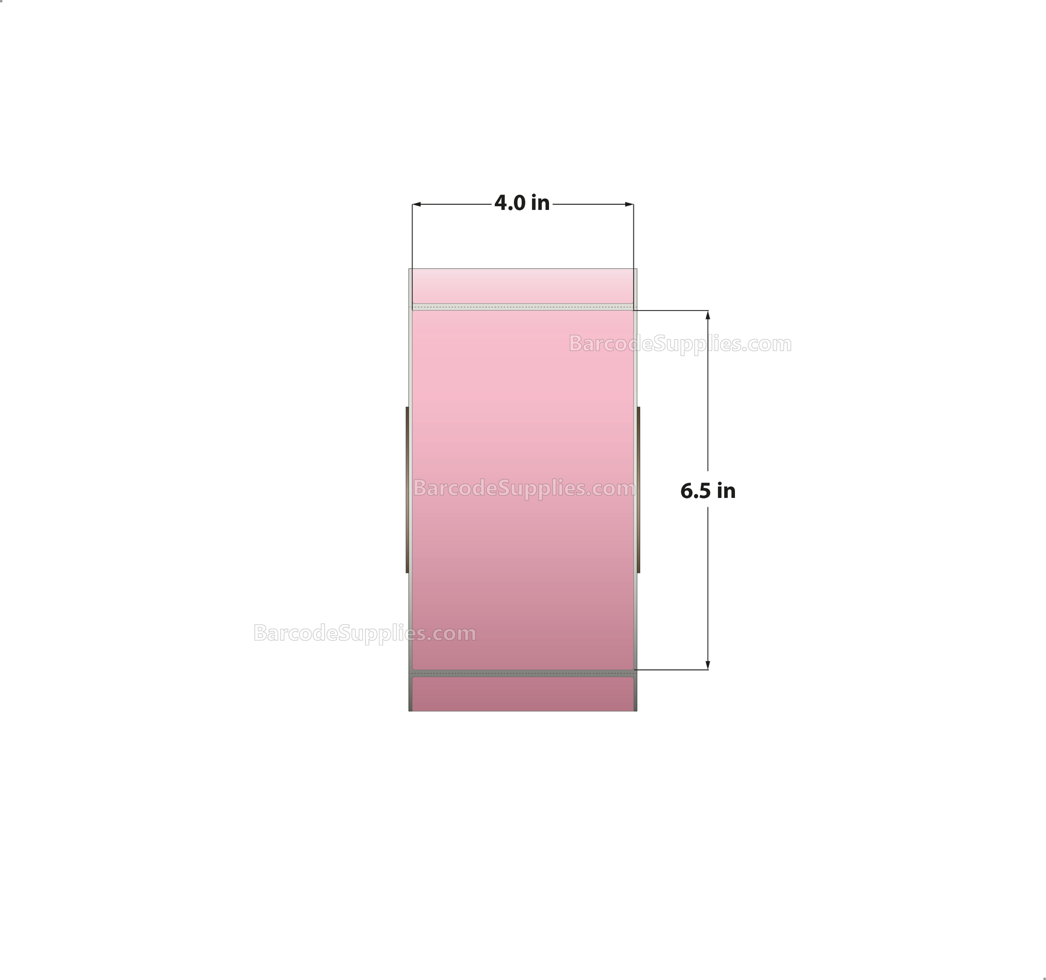 4 x 6.5 Thermal Transfer 196 Pink Labels With Permanent Acrylic Adhesive - Perforated - 900 Labels Per Roll - Carton Of 4 Rolls - 3600 Labels Total - MPN: TH465-1PP