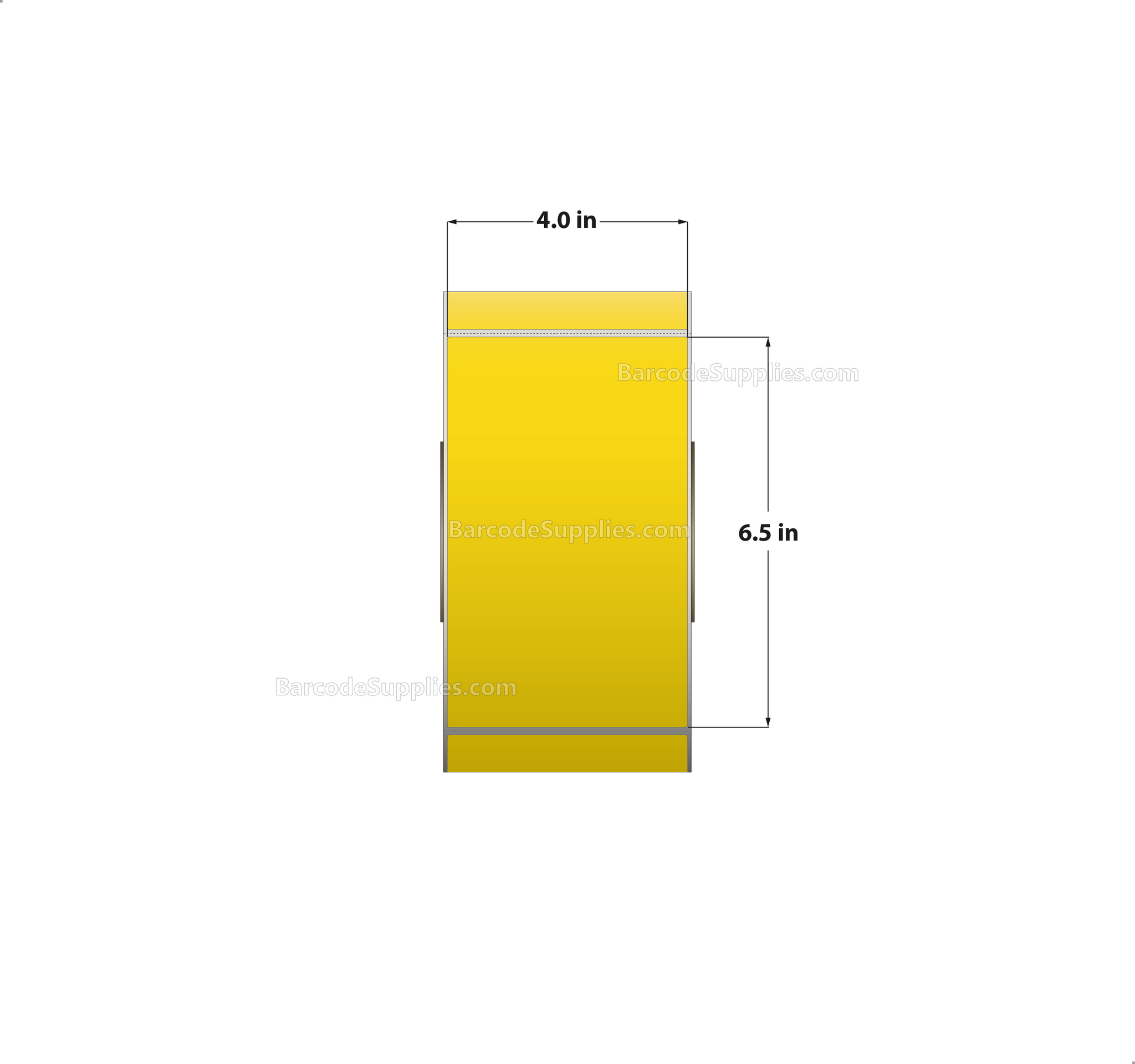 4 x 6.5 Thermal Transfer Pantone Yellow Labels With Permanent Acrylic Adhesive - Perforated - 900 Labels Per Roll - Carton Of 4 Rolls - 3600 Labels Total - MPN: TH465-1PY