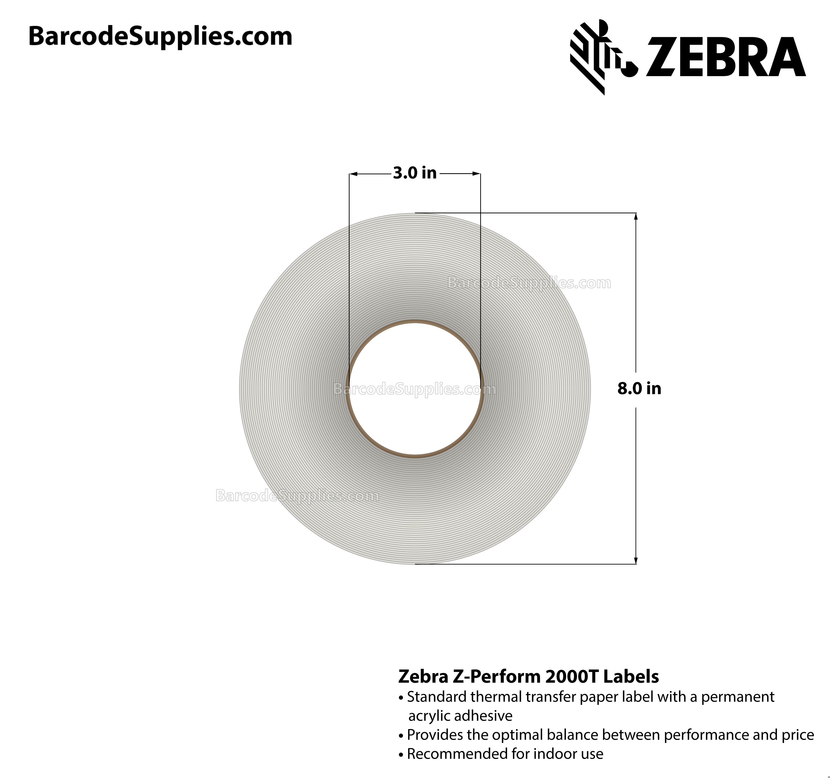 4 x 6.5 Thermal Transfer Yellow - Pantone Yellow Z-Perform 2000T Floodcoated (Yellow) Labels With Permanent Adhesive - Perforated - 900 Labels Per Roll - Carton Of 4 Rolls - 3600 Labels Total - MPN: 10005725-1