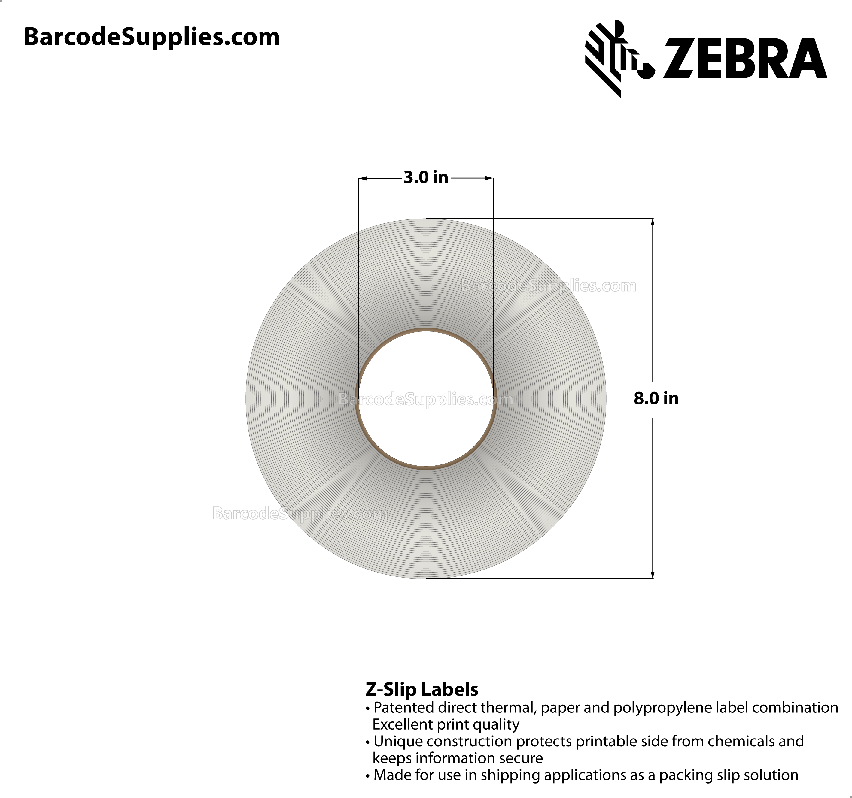 4.375 x 6.875 Direct Thermal White Z-Slip Labels With Permanent Adhesive - All-in-one packing slip solution - Perforated - 580 Labels Per Roll - Carton Of 4 Rolls - 2320 Labels Total - MPN: 10006703