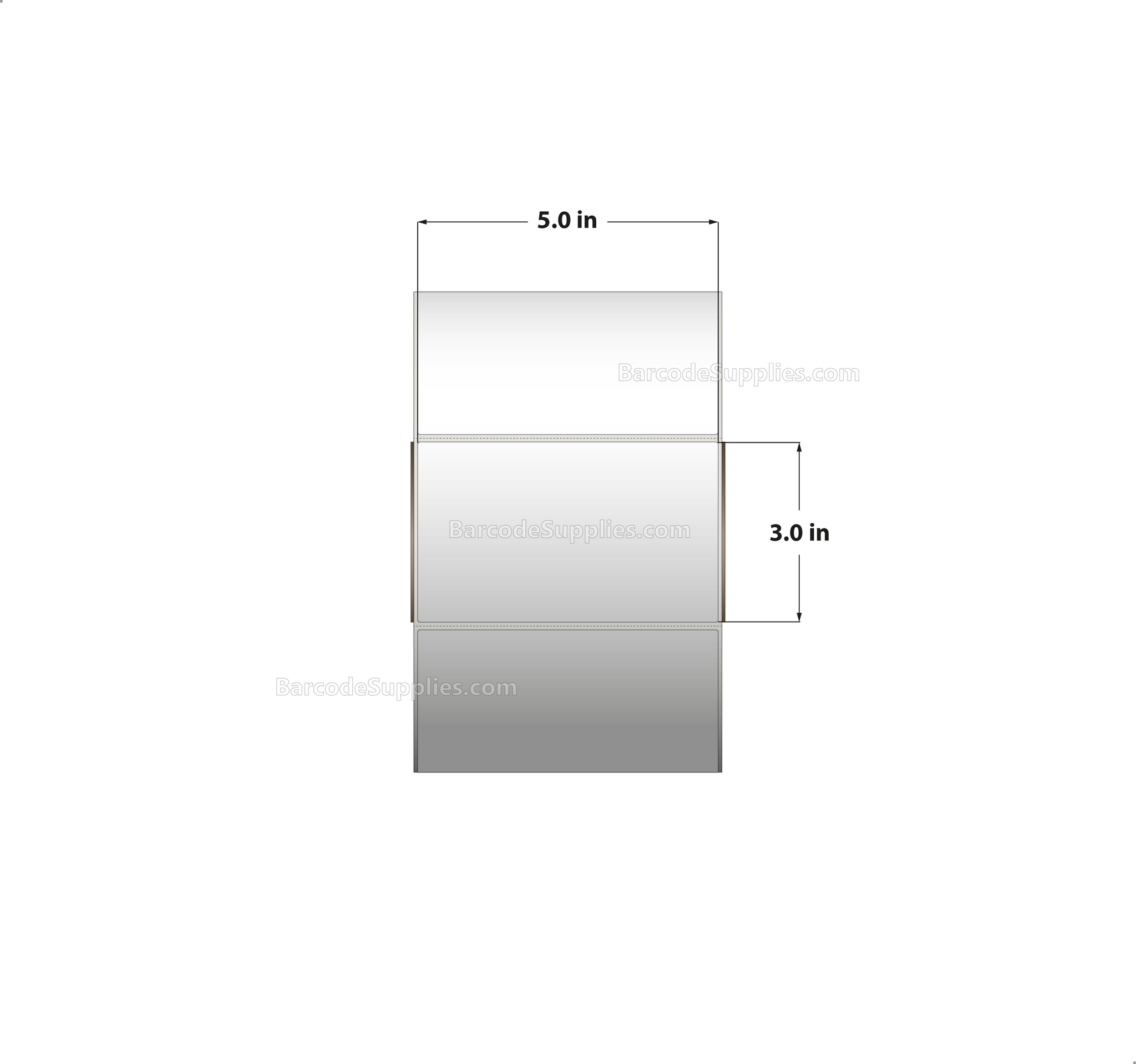 5 x 3 Thermal Transfer White Labels With Permanent Acrylic Adhesive - Perforated - 1900 Labels Per Roll - Carton Of 4 Rolls - 7600 Labels Total - MPN: TH53-1P