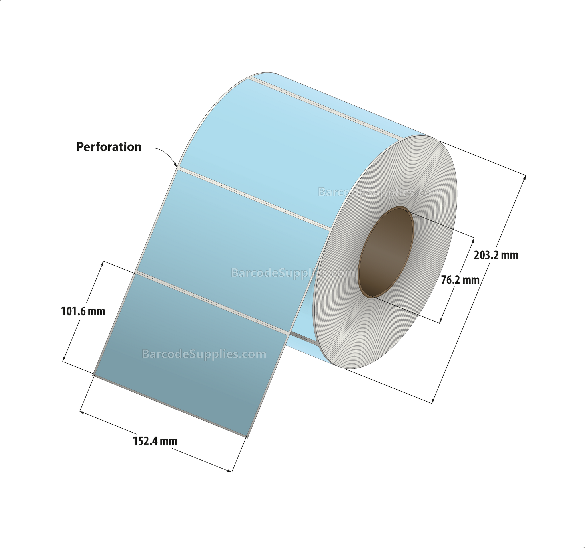 6 x 4 Thermal Transfer 290 Blue Labels With Permanent Adhesive - Perforated - 1500 Labels Per Roll - Carton Of 4 Rolls - 6000 Labels Total - MPN: RFC-6-4-1500-BL