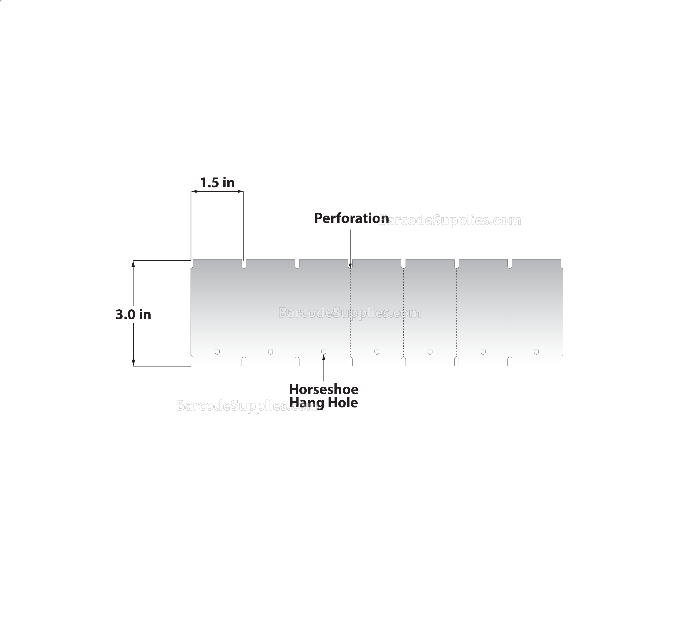 3 x 1.5 Thermal Transfer White Tags With No Adhesive - Perforated - 4000 Tags Per Stack - Carton Of 2 Stacks - 8000 Tags Total - MPN: RTAG-3-15-4000-FF