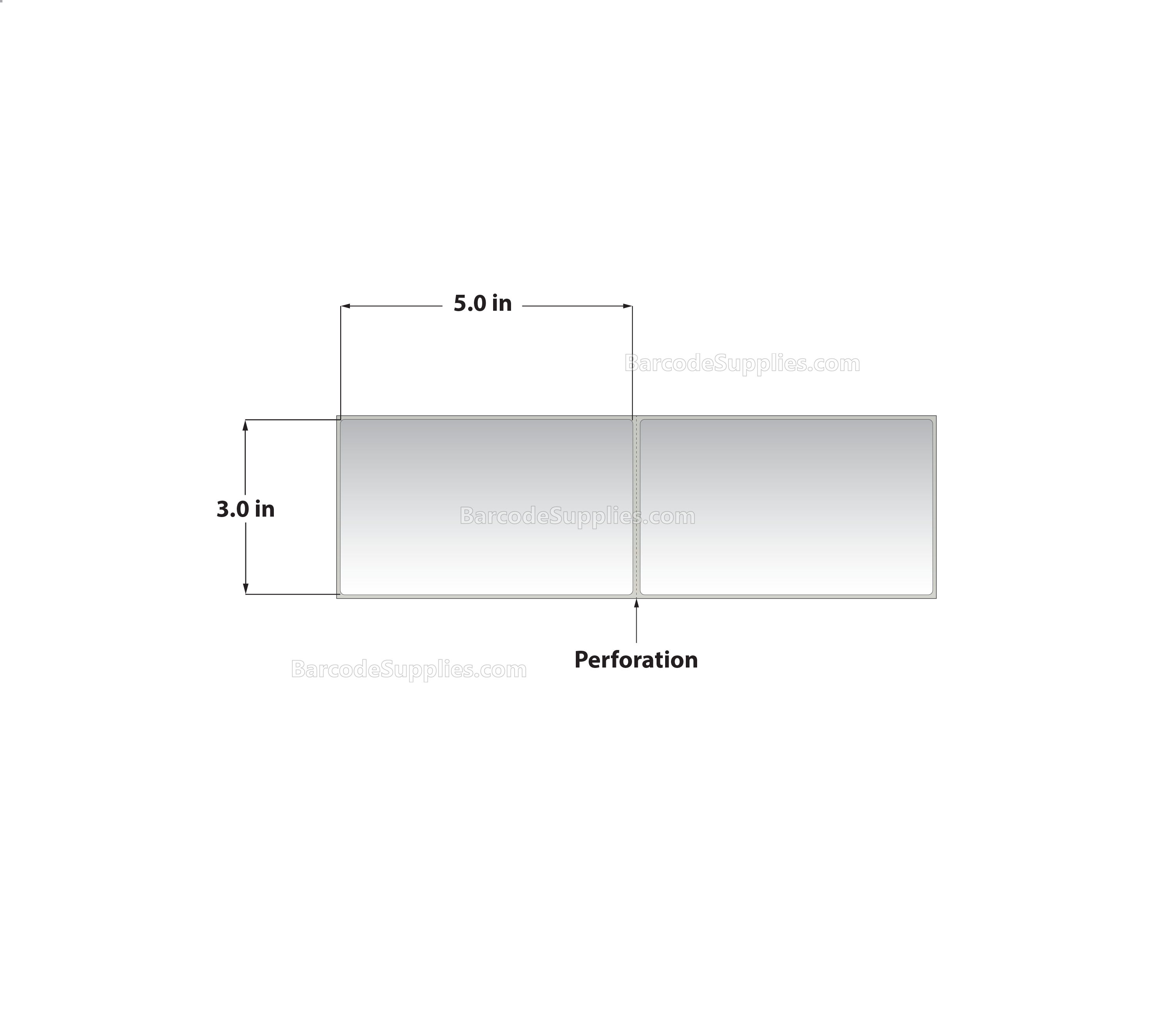3 x 5 Thermal Transfer White Labels With Permanent Acrylic Adhesive - Perforated - 1250 Labels Per Stack - Carton Of 2 Stacks - 2500 Labels Total - MPN: THF35-1
