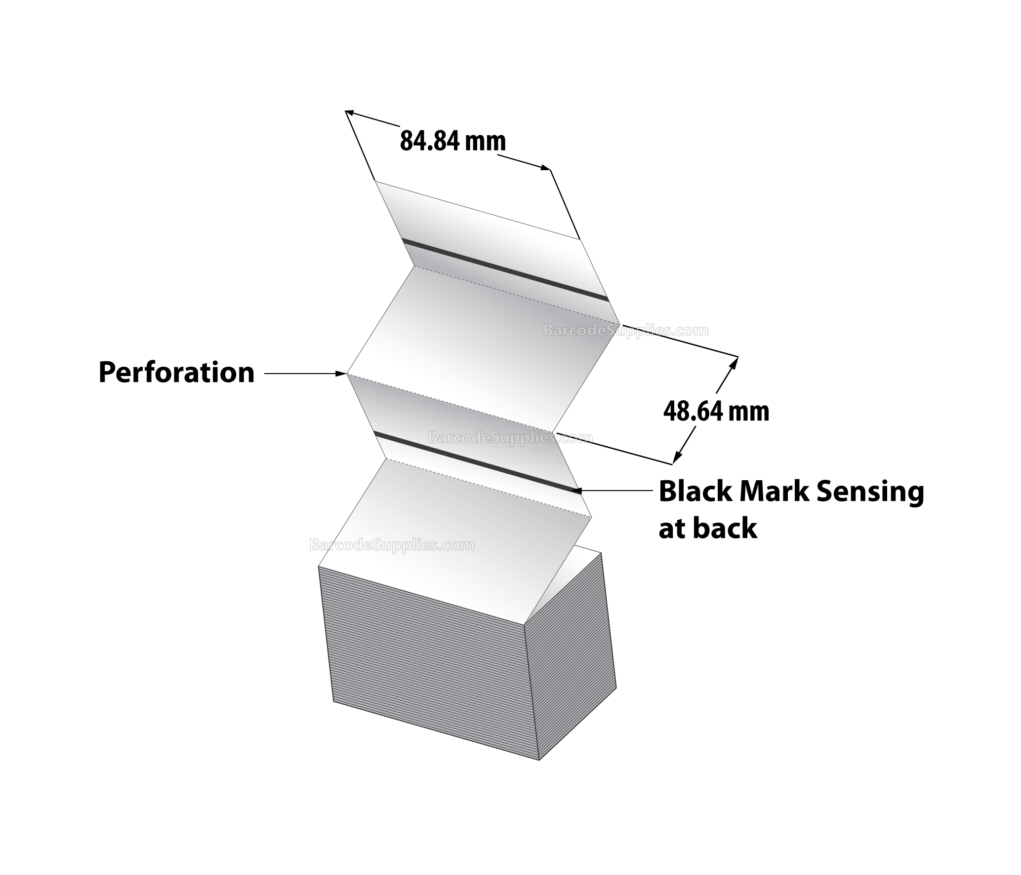 3.34 x 1.915 Direct Thermal White Tags With No Adhesive - Perforated - 3200 Tags Per Stack - Carton Of 10 Stacks - 32000 Tags Total - MPN: REP-334-1915-NF