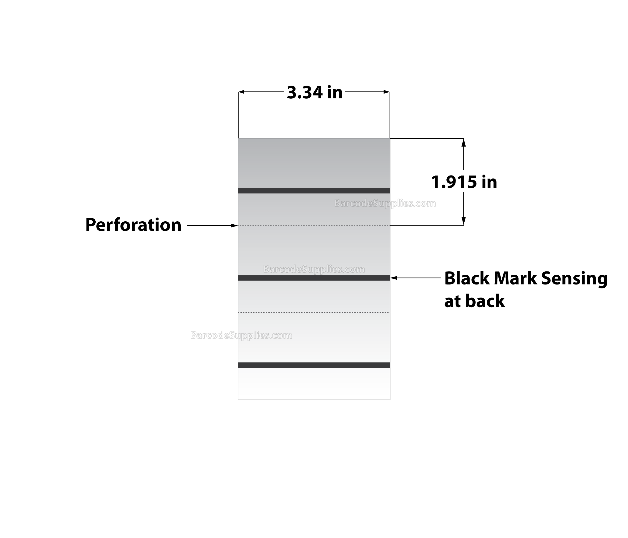 3.34 x 1.915 Direct Thermal White Tags With No Adhesive - Perforated - 3200 Tags Per Stack - Carton Of 10 Stacks - 32000 Tags Total - MPN: REP-334-1915-NF