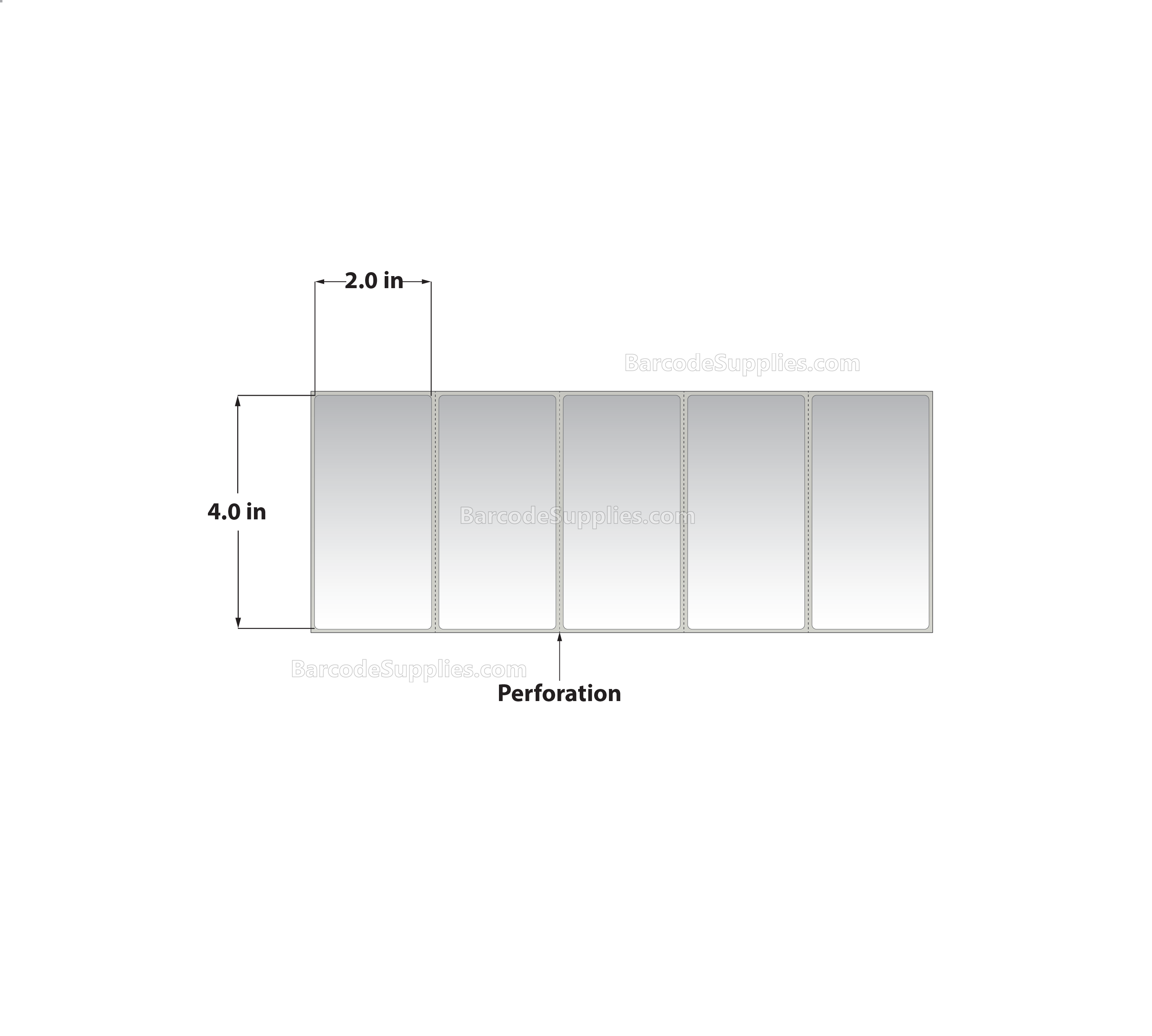 4 x 2 Thermal Transfer White Labels With Permanent Acrylic Adhesive - Perforated - 6000 Labels Per Stack - Carton Of 2 Stacks - 12000 Labels Total - MPN: THF42-1