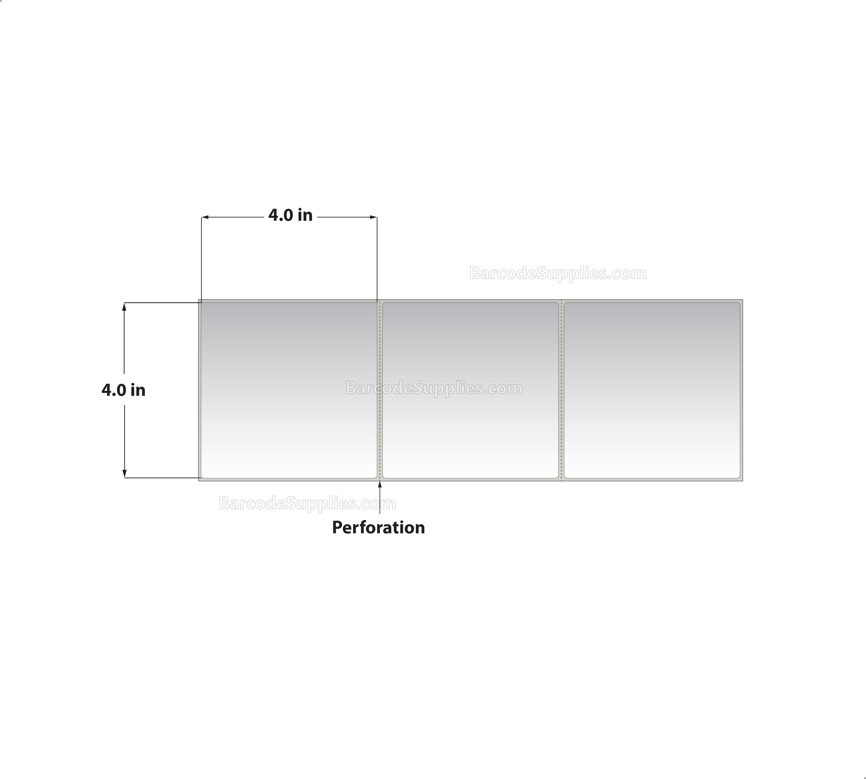 4 x 4 Direct Thermal White Labels With Permanent Acrylic Adhesive - Perforated - 3000 Labels Per Stack - Carton Of 2 Stacks - 6000 Labels Total - MPN: DTF44-1