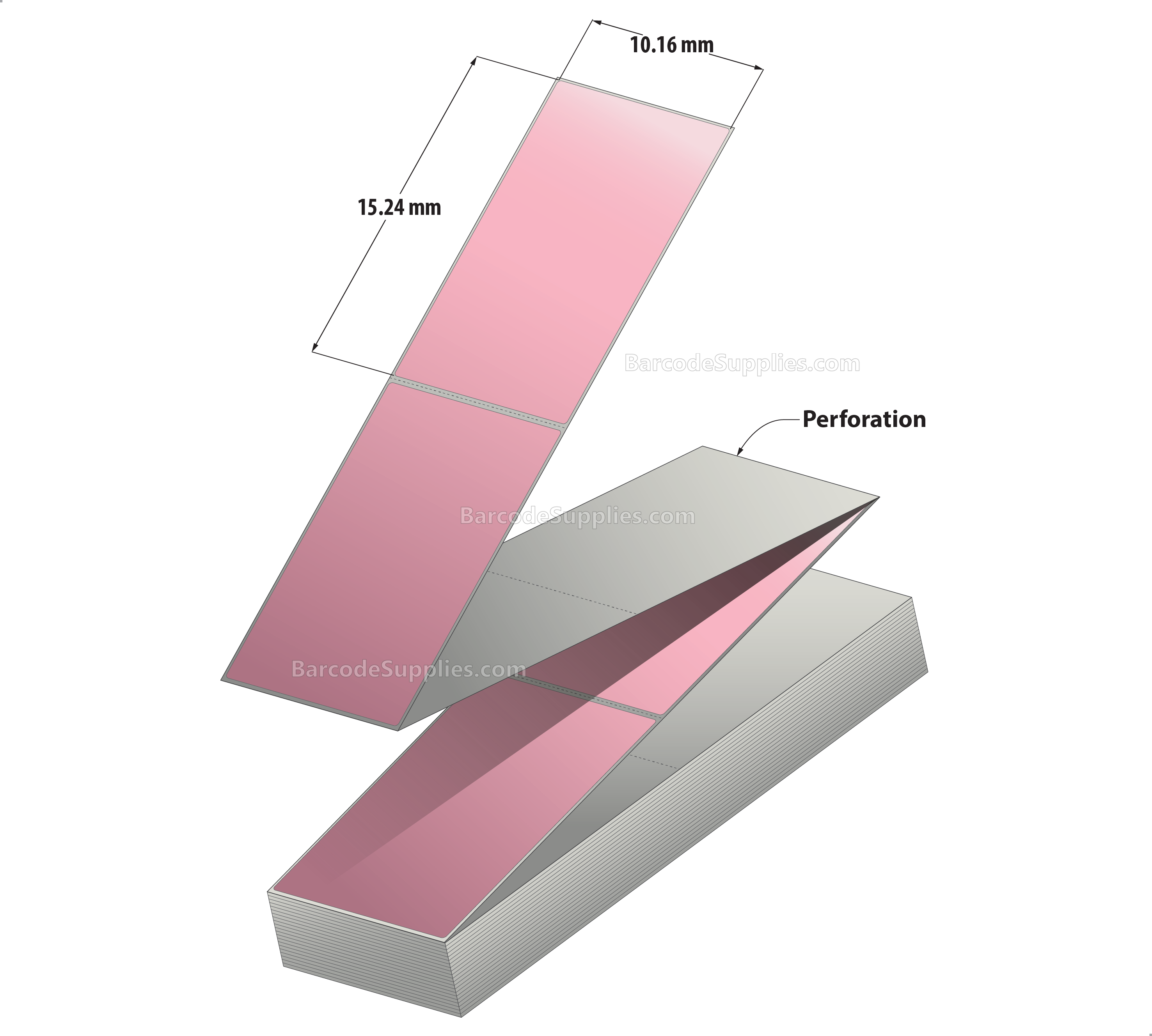 4 x 6 Thermal Transfer 196 PInk Labels With Permanent Acrylic Adhesive - Perforated - 2000 Labels Per Stack - Carton Of 2 Stacks - 4000 Labels Total - MPN: THF46-1PP