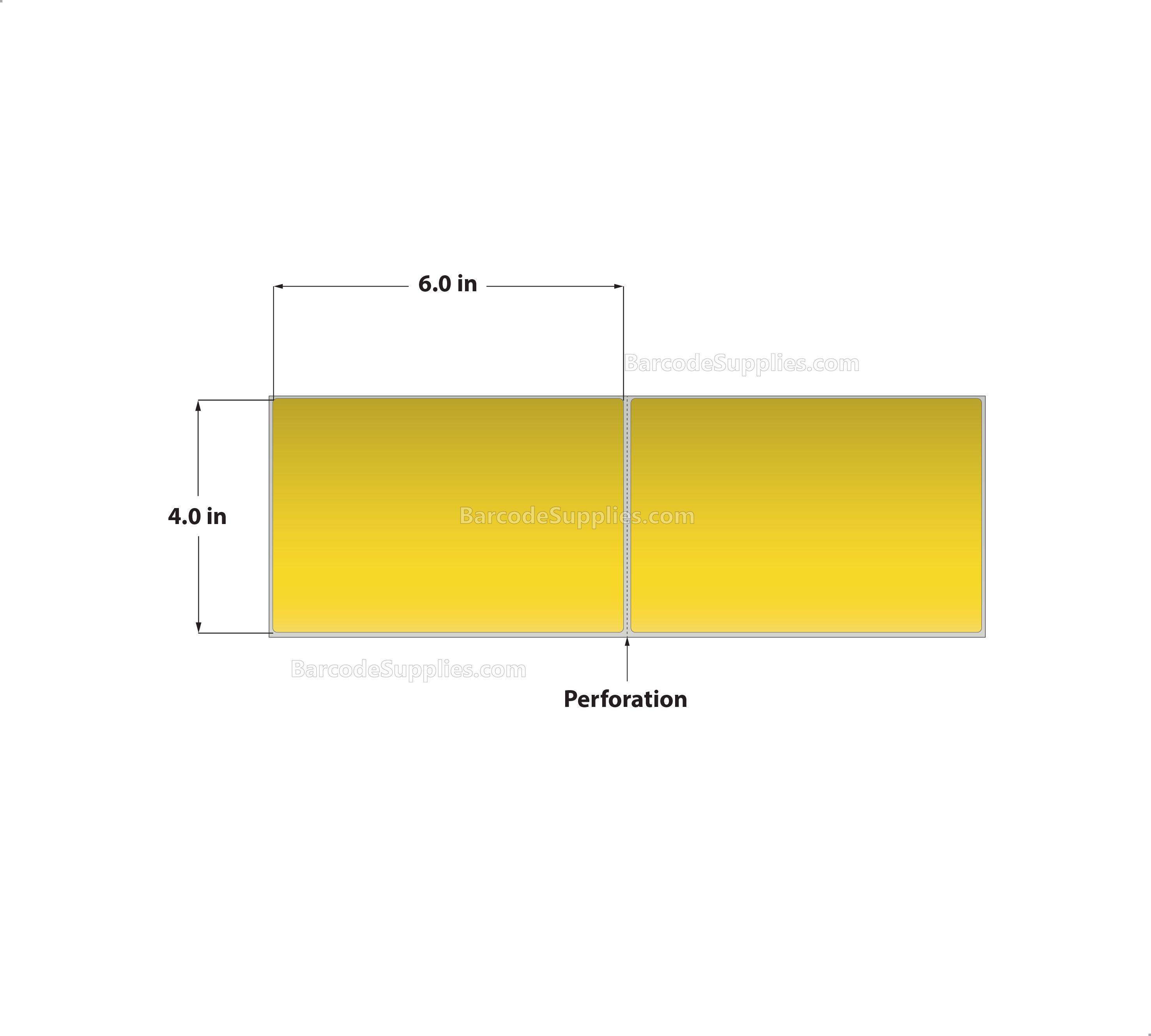 4 x 6 Thermal Transfer Pantone Yellow Labels With Permanent Acrylic Adhesive - Perforated - 2000 Labels Per Stack - Carton Of 2 Stacks - 4000 Labels Total - MPN: THF46-1PY