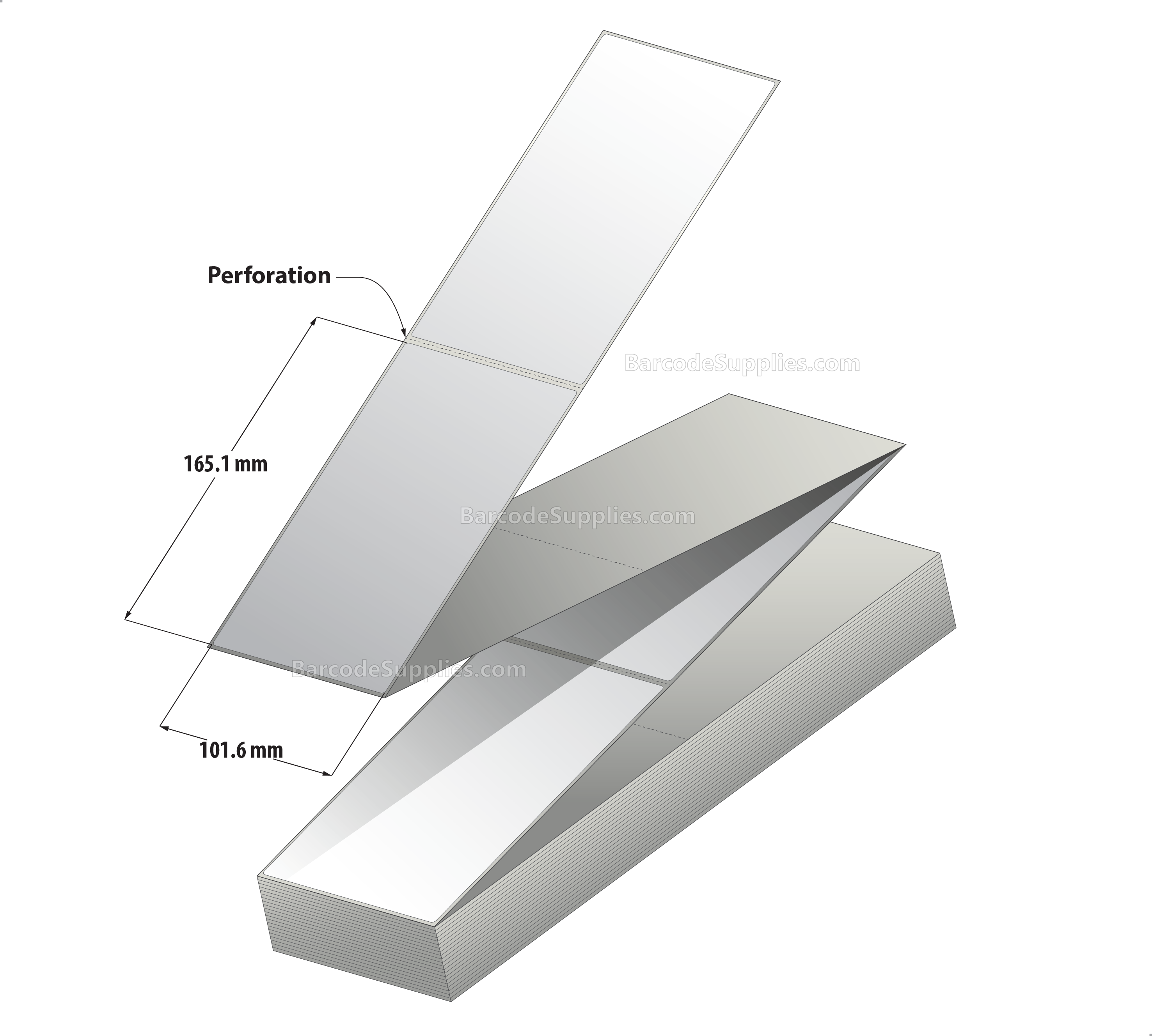 4 x 6.5 Thermal Transfer White Labels With Permanent Adhesive - Perforated - 2000 Labels Per Stack - Carton Of 2 Stacks - 4000 Labels Total - MPN: RT-4-65-2000-FF