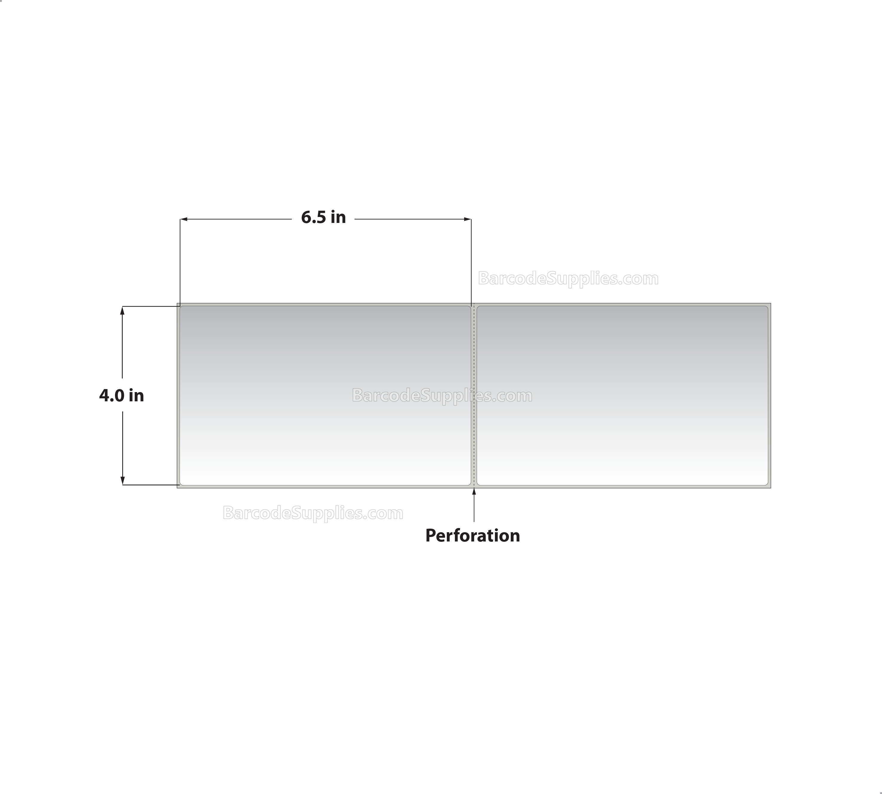 4 x 6.5 Thermal Transfer White Labels With Permanent Acrylic Adhesive - Perforated - 2000 Labels Per Stack - Carton Of 2 Stacks - 4000 Labels Total - MPN: THF465-1